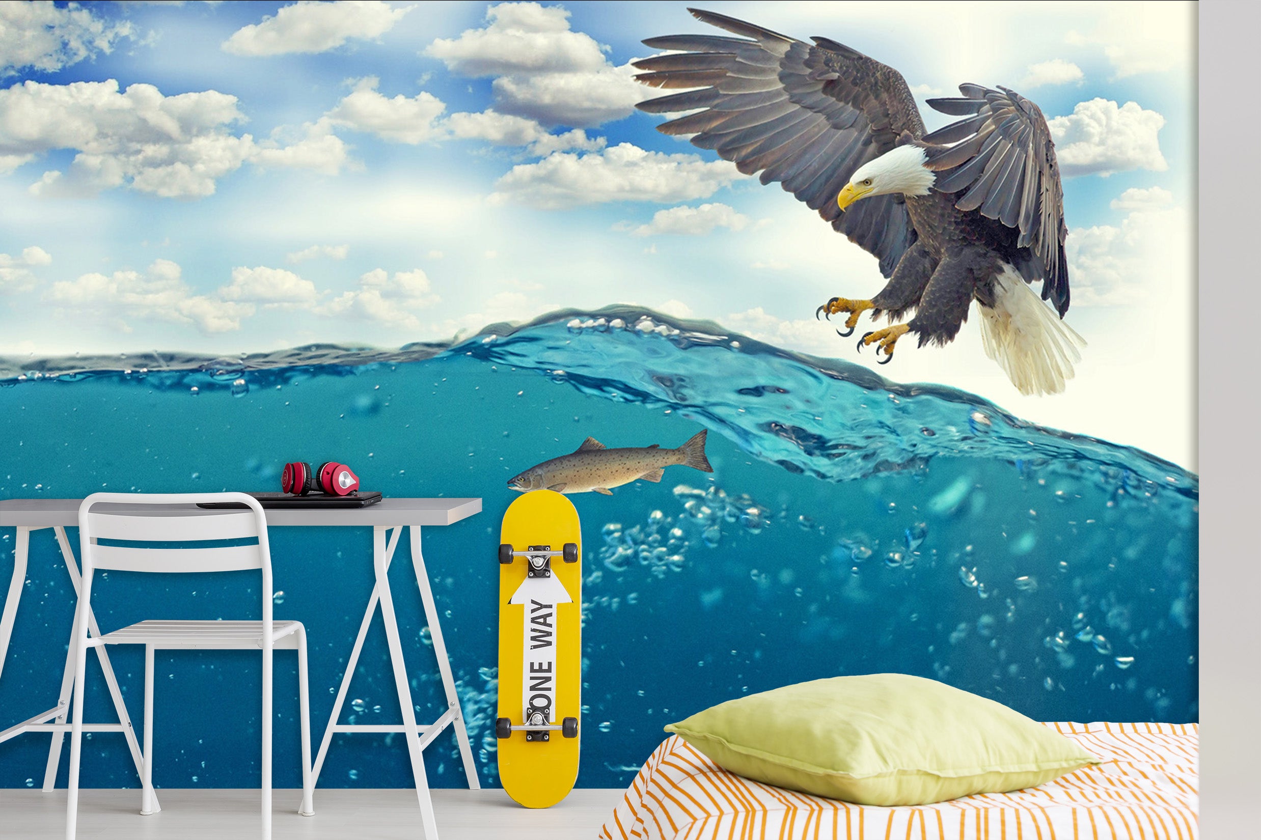 3D Eagle Sea Fish 274 Wall Murals