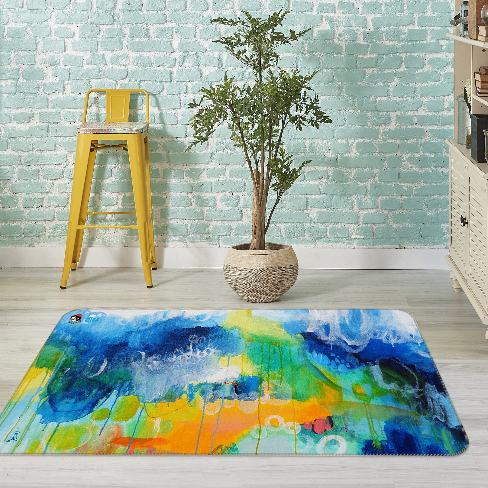 3D Pigment Ink Pattern 12363 Misako Chida Rug Non Slip Rug Mat