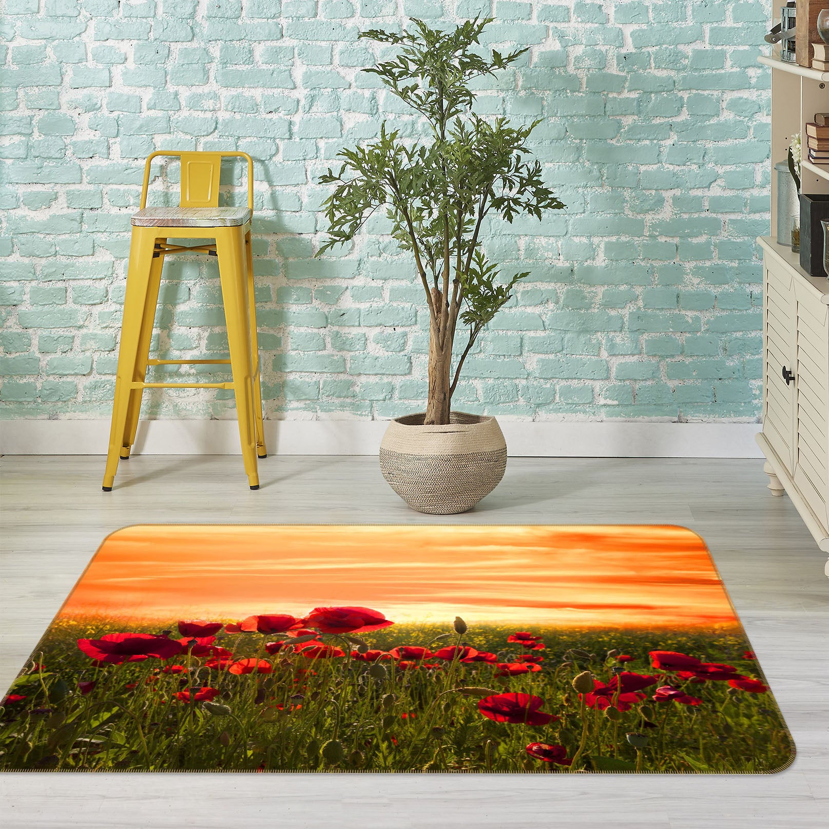 3D Red Flowers 1142 Marco Carmassi Rug Non Slip Rug Mat