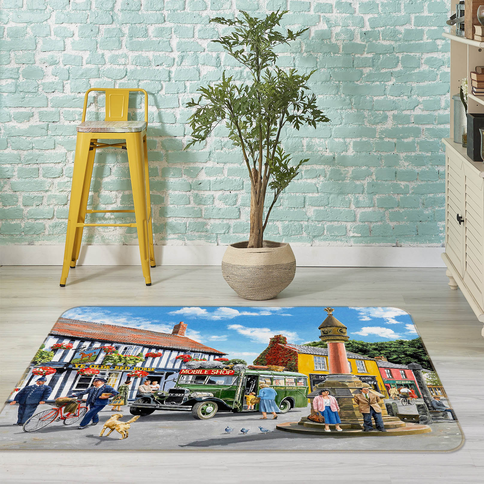 3D In The Market Place 1081 Trevor Mitchell Rug Non Slip Rug Mat