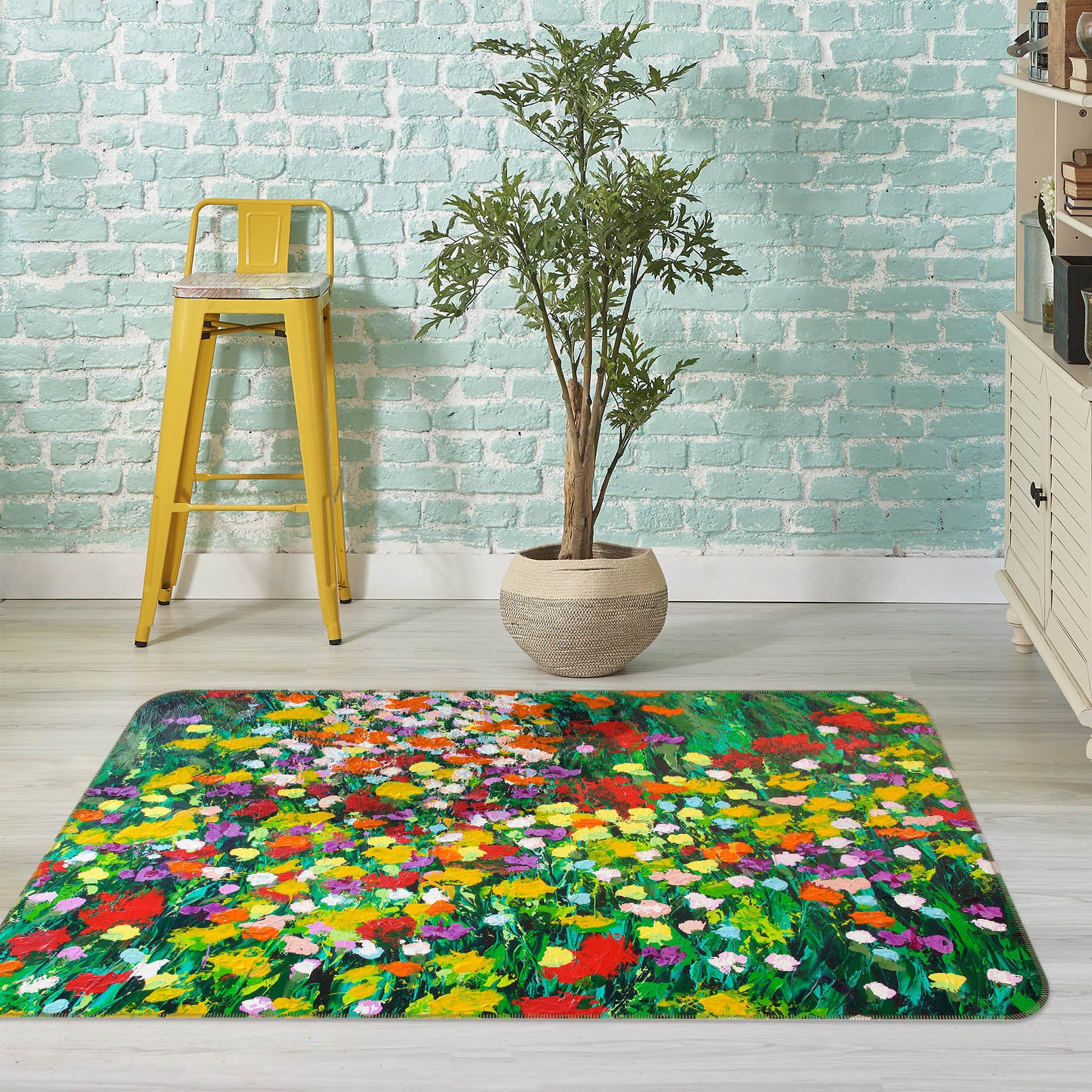 3D Floral Eruption 1002 Allan P. Friedlander Rug Non Slip Rug Mat