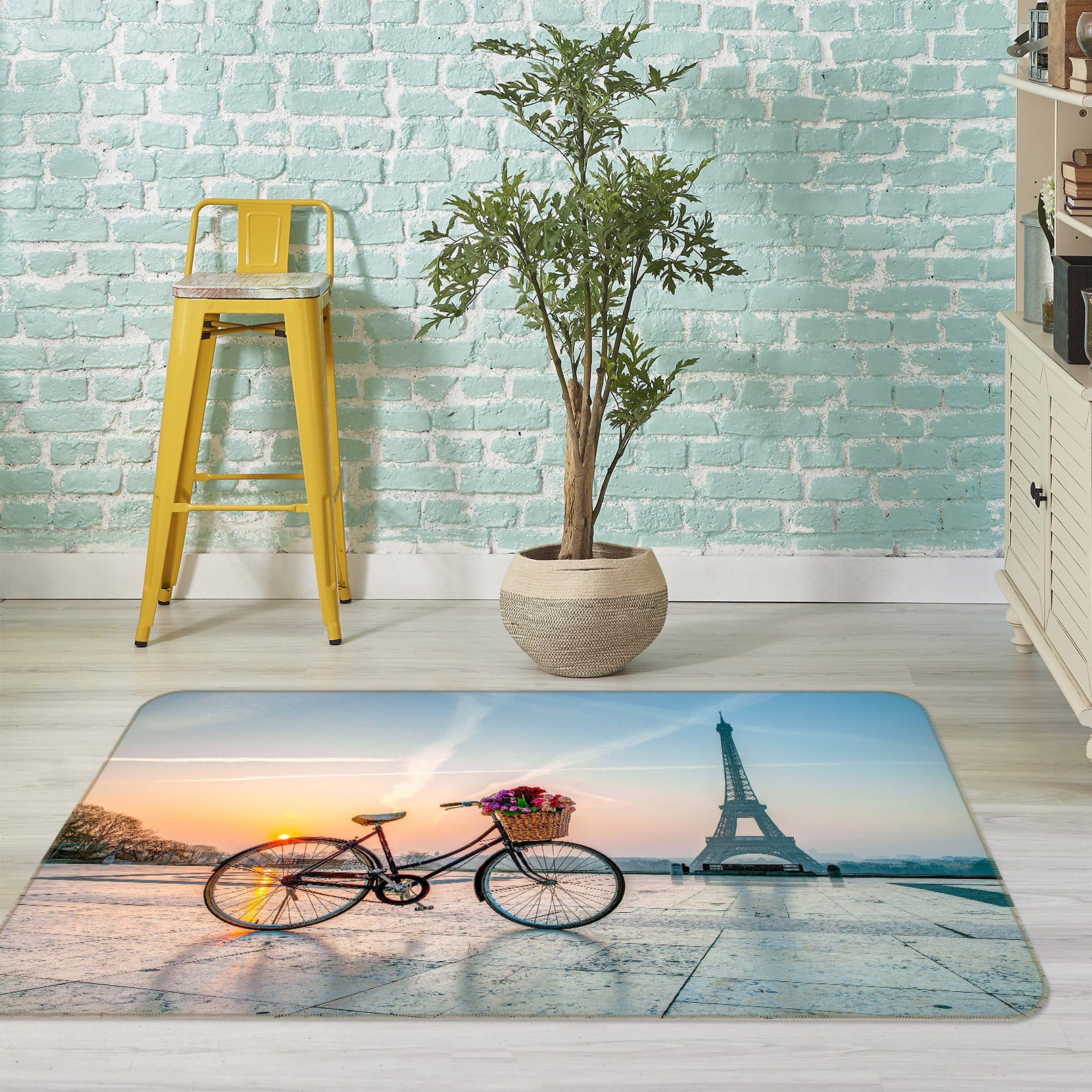 3D Eiffel Tower 1003 Assaf Frank Rug Non Slip Rug Mat