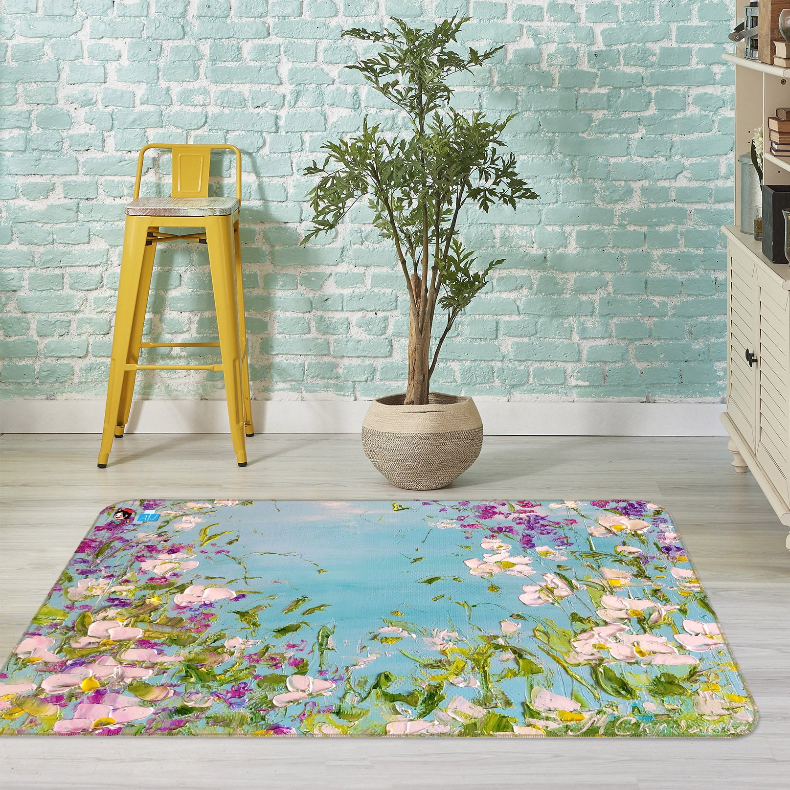 3D Paint Flower Sky 1207 Skromova Marina Rug Non Slip Rug Mat