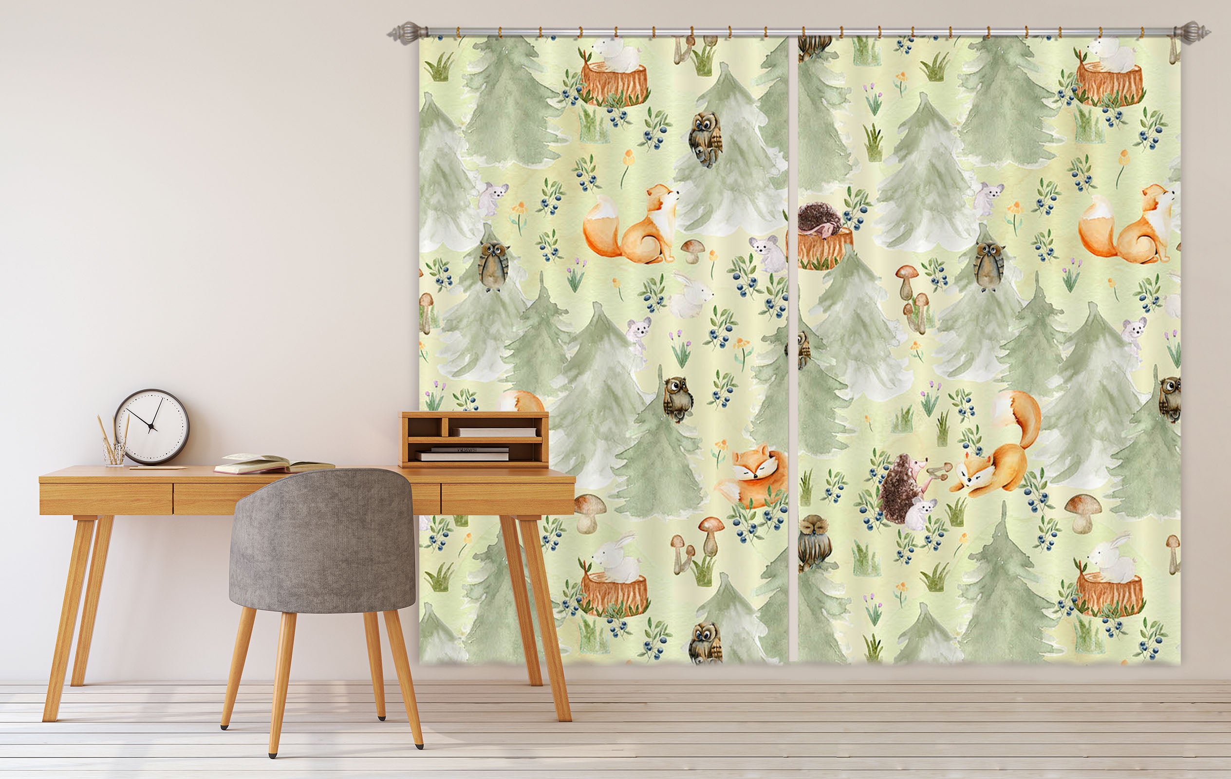 3D Fox Owl Tree 109 Uta Naumann Curtain Curtains Drapes