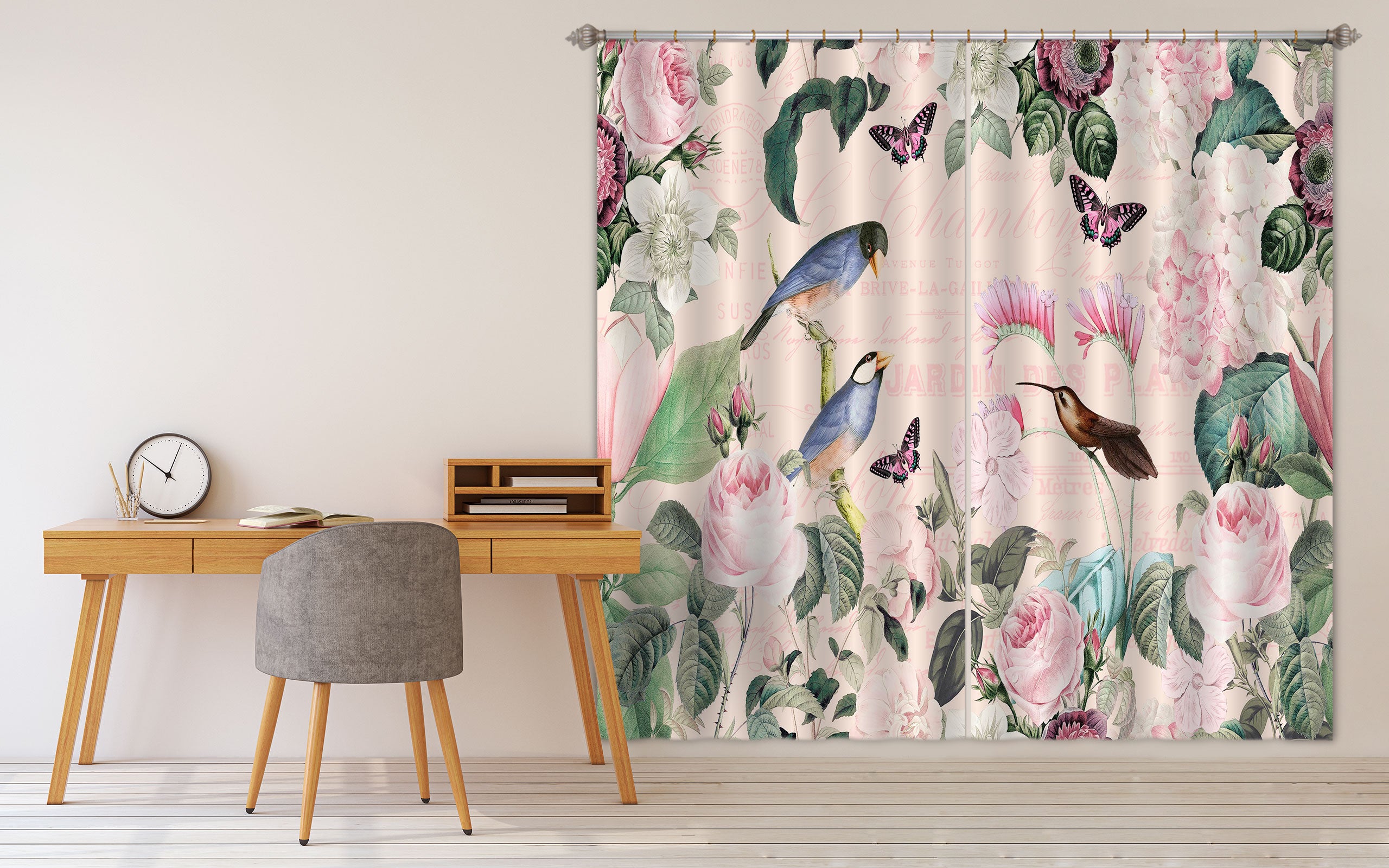 3D Magpie Rose 018 Andrea haase Curtain Curtains Drapes