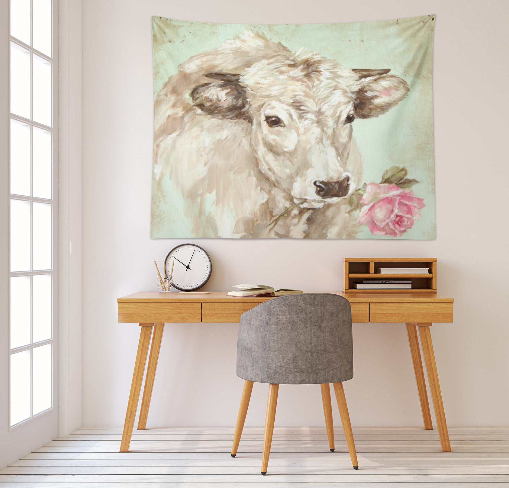 3D Cattle Flowers 111167 Debi Coules Tapestry Hanging Cloth Hang