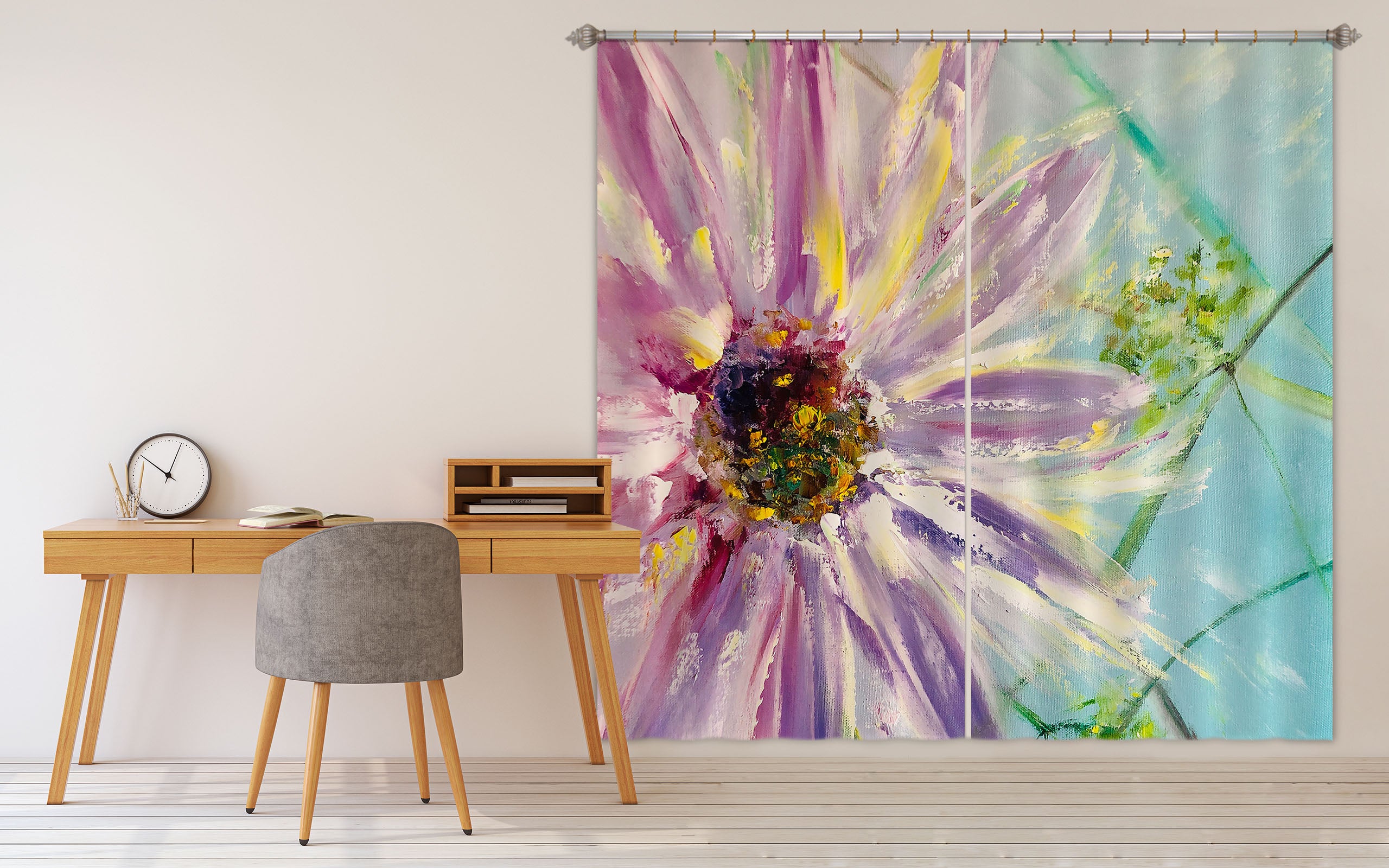 3D Purple Daisy Petals 2343 Skromova Marina Curtain Curtains Drapes