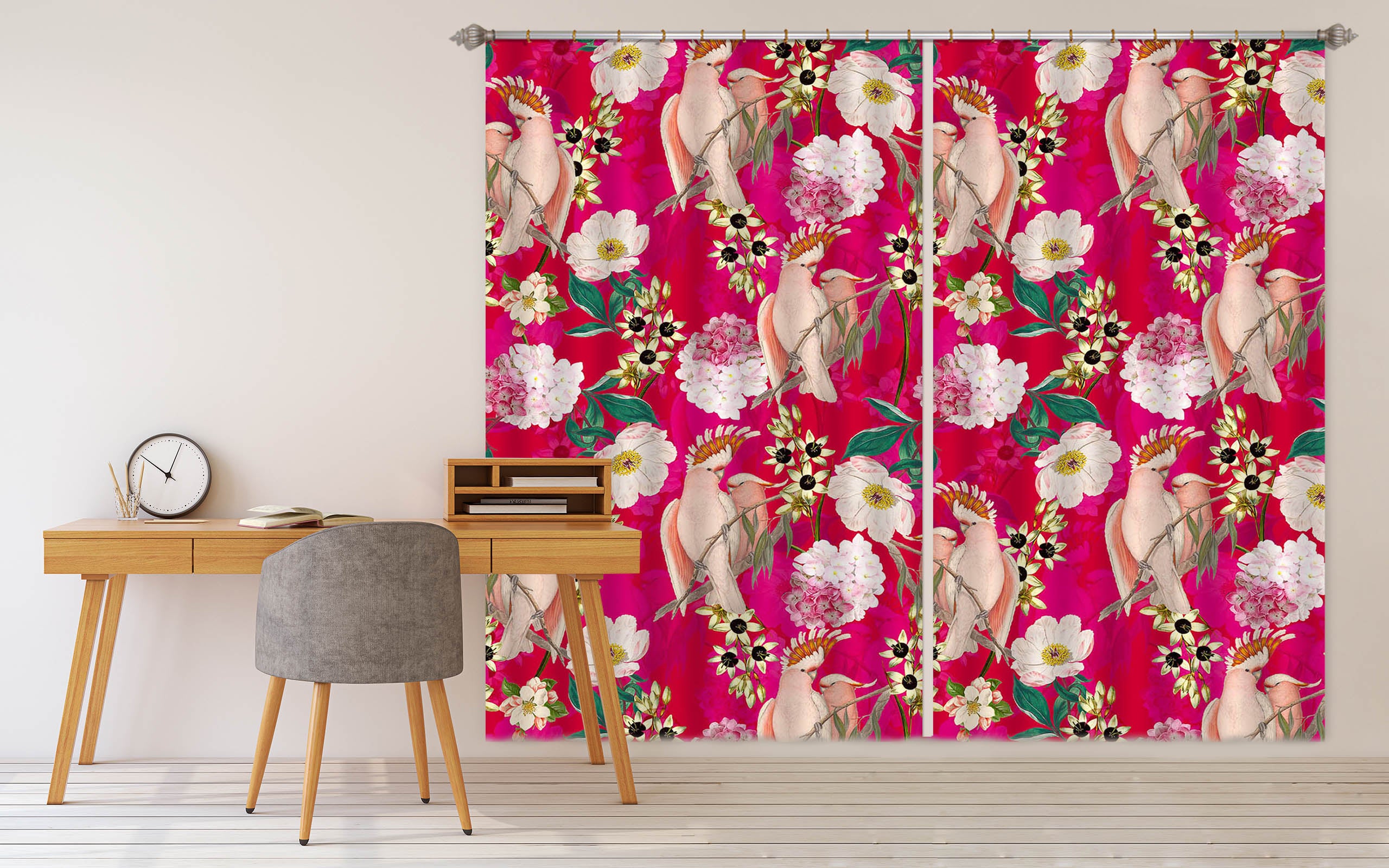 3D Pink Flowers 131 Uta Naumann Curtain Curtains Drapes