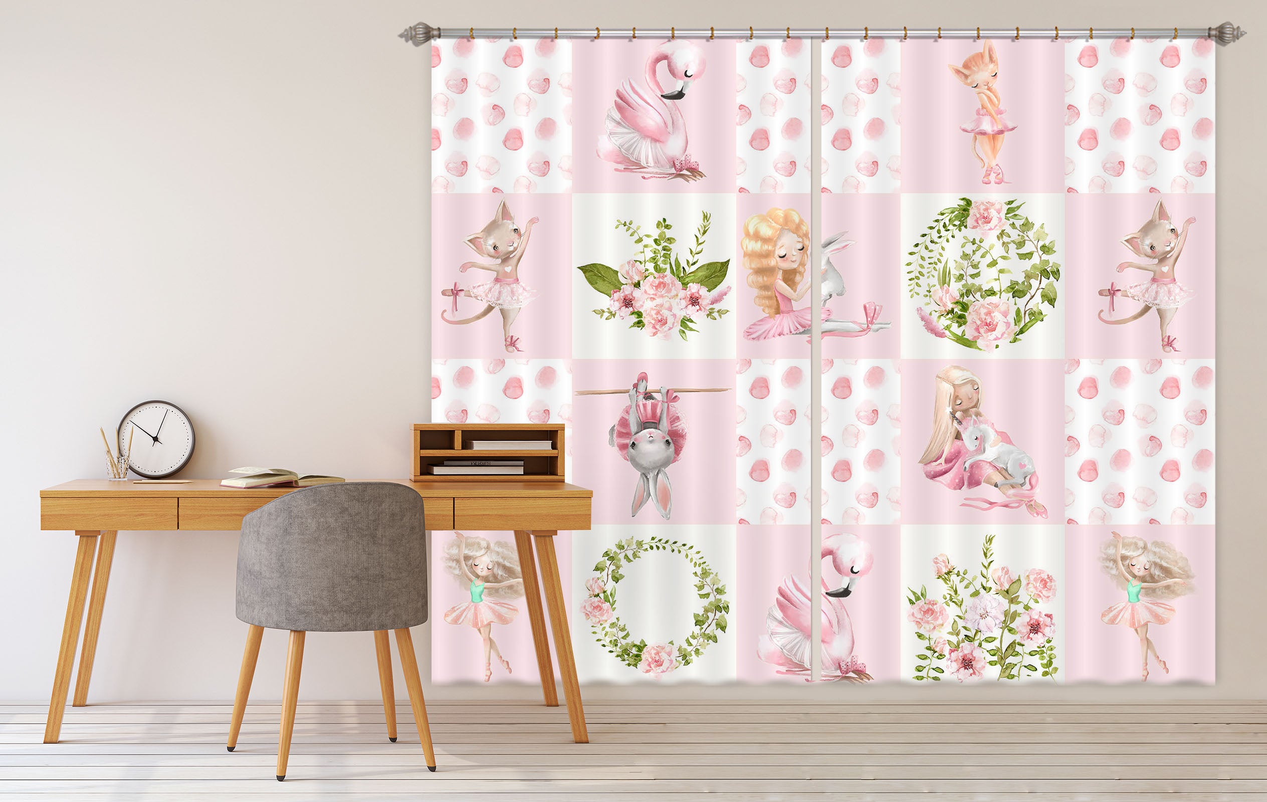 3D Rabbit Flamingo 118 Uta Naumann Curtain Curtains Drapes