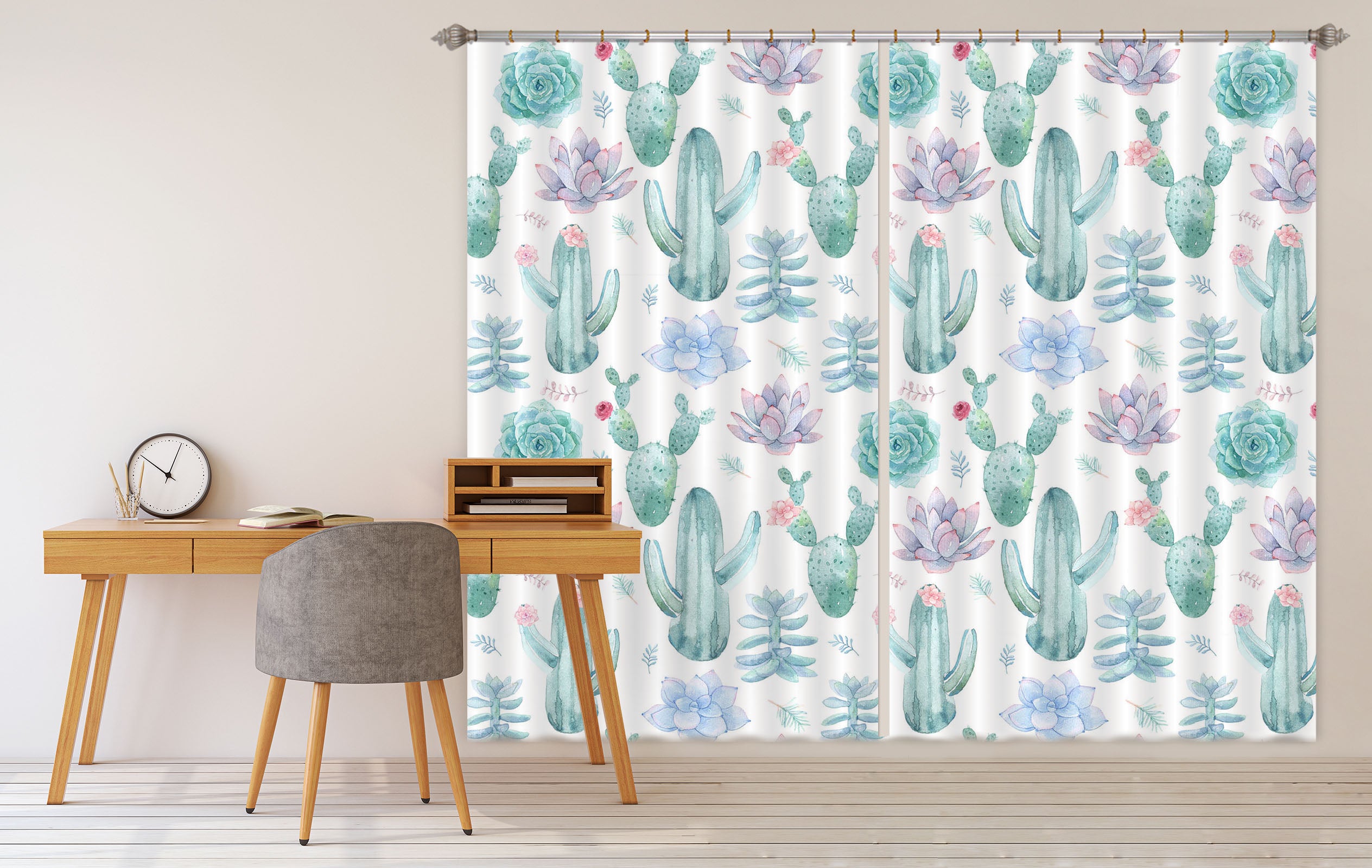 3D Cactus Flower 245 Uta Naumann Curtain Curtains Drapes