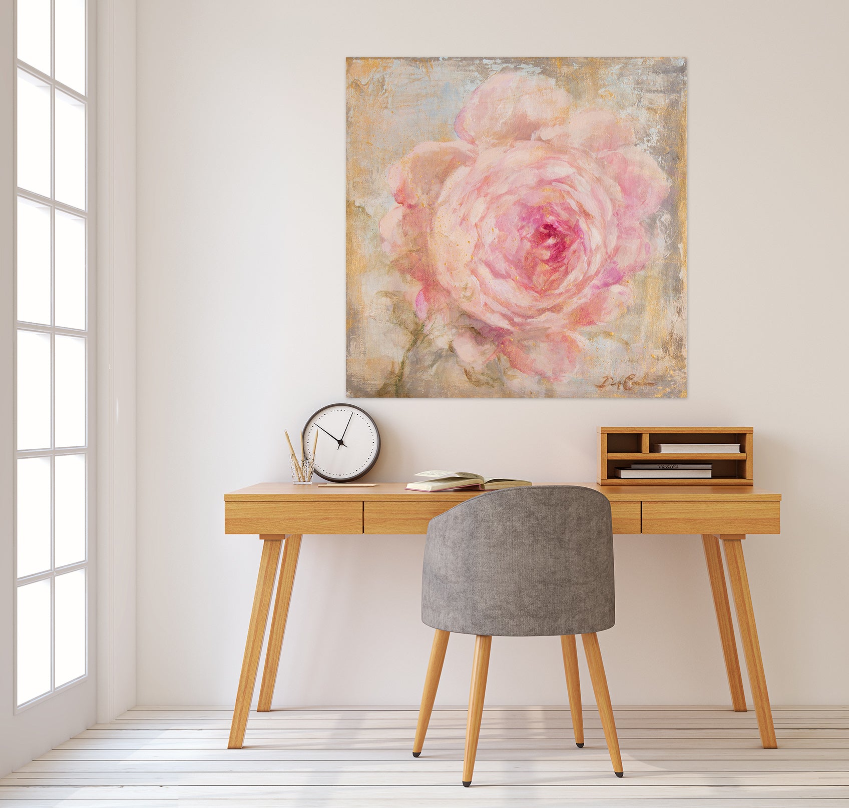 3D Rose Pink Flower 085 Debi Coules Wall Sticker