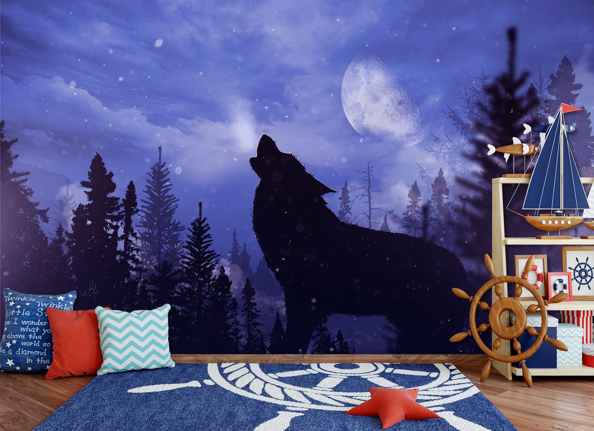 3D Forest Wolf 353 Wall Murals