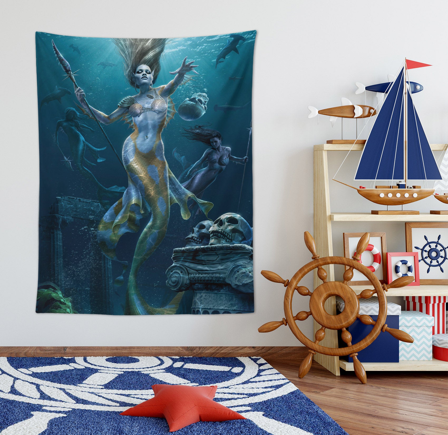 3D Mermaid 121177 Tom Wood Tapestry Hanging Cloth Hang