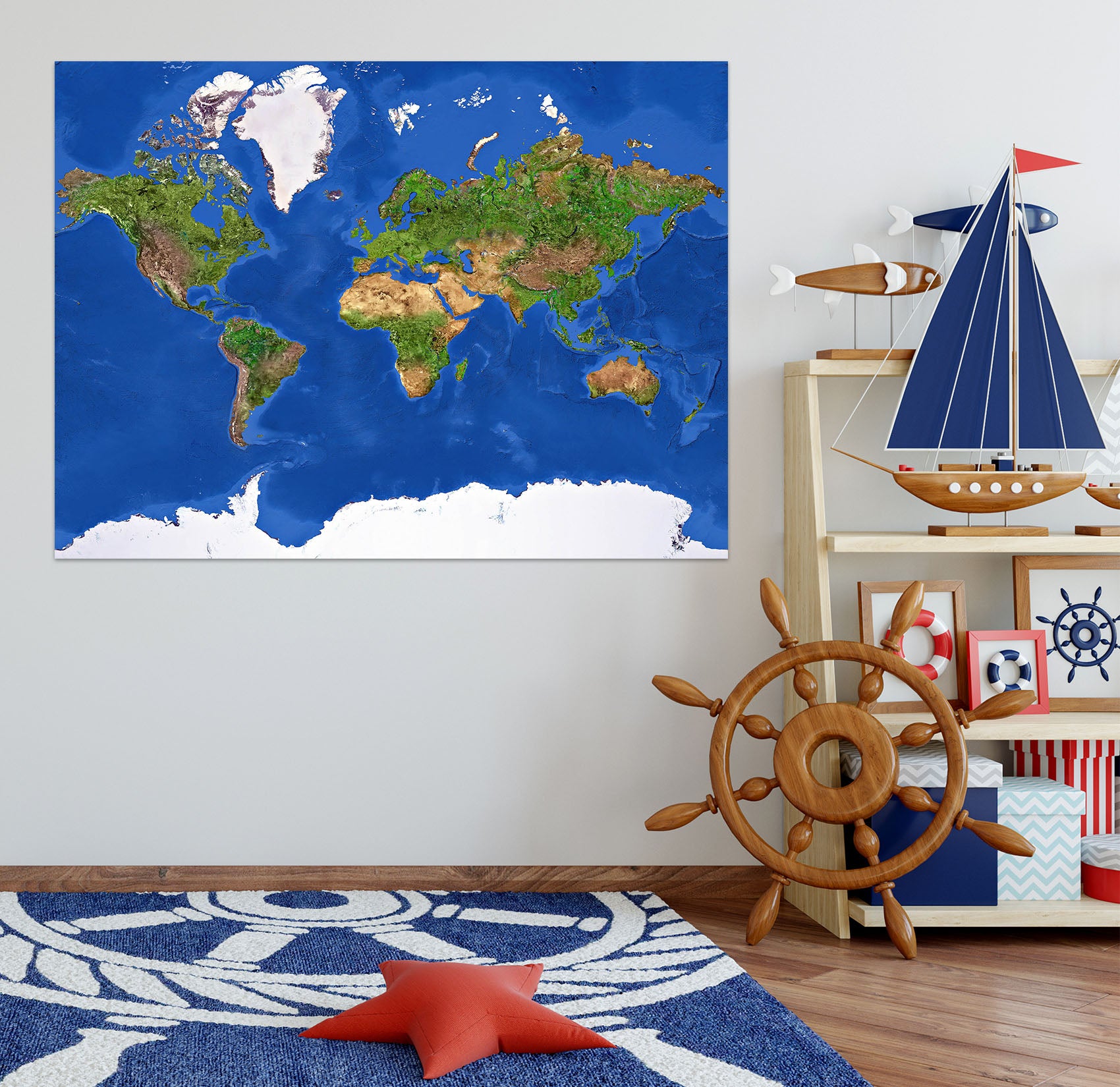 3D Green Space 124 World Map Wall Sticker