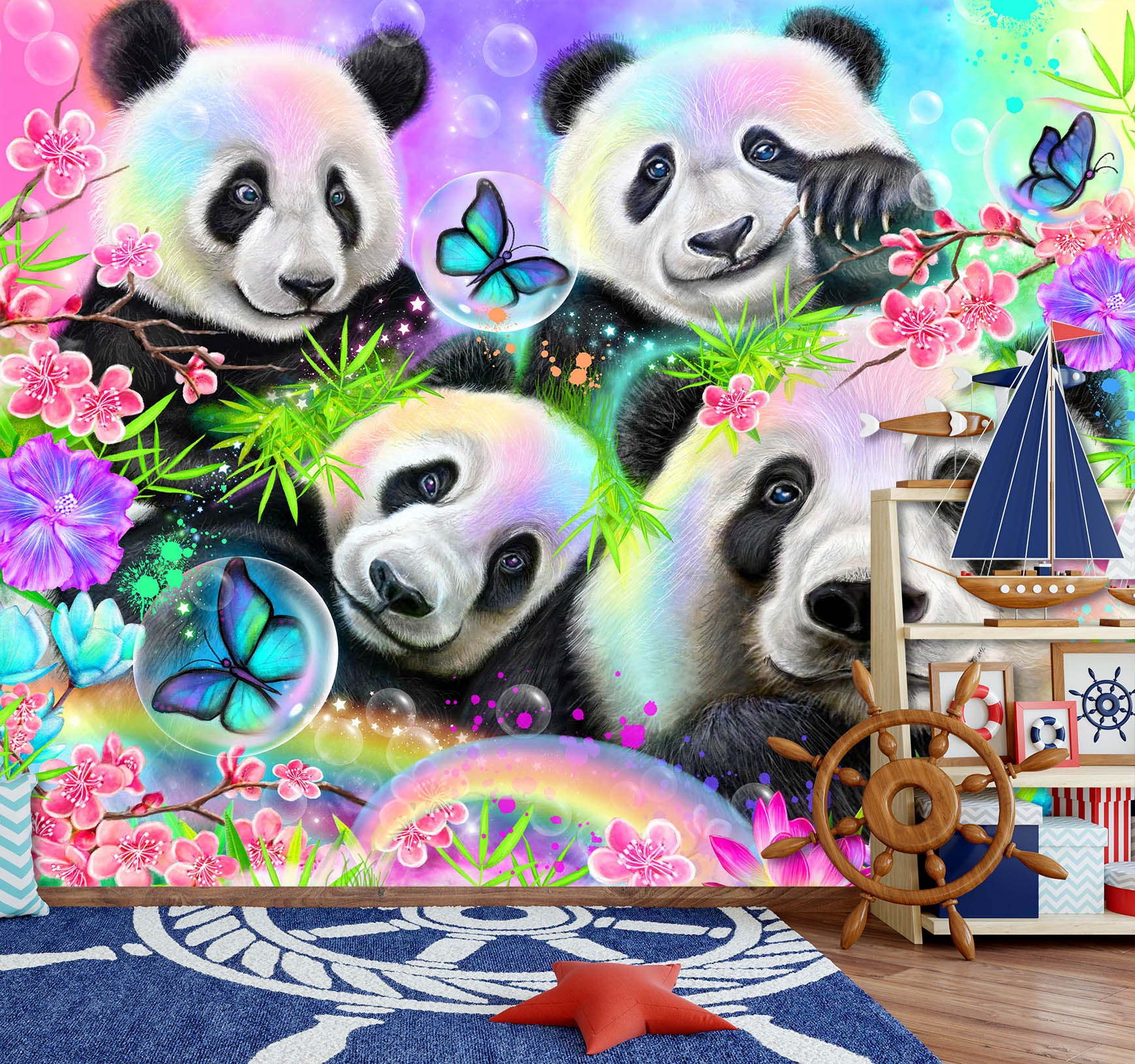 3D Butterfly Panda 8417 Sheena Pike Wall Mural Wall Murals