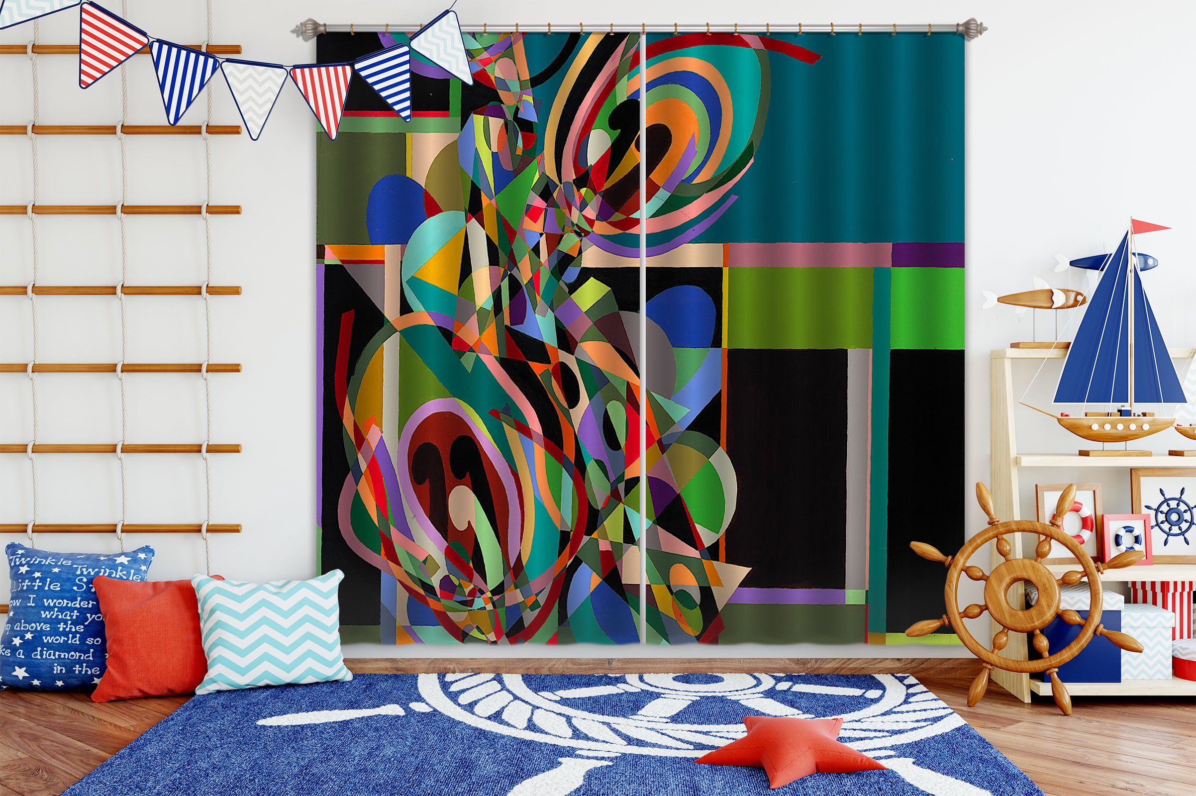 3D Color Origami 222 Allan P. Friedlander Curtain Curtains Drapes