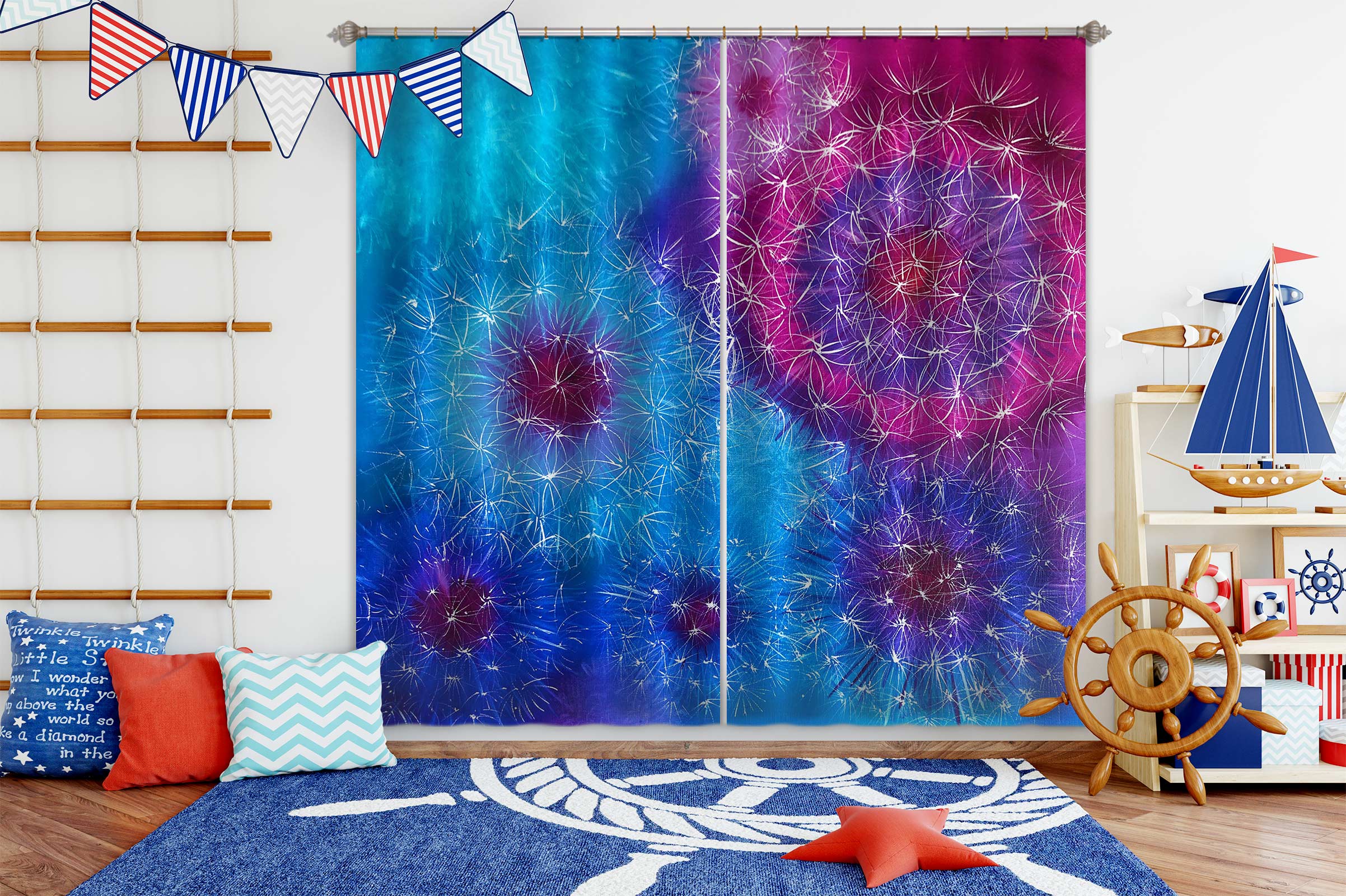 3D Purple Dandelion 364 Skromova Marina Curtain Curtains Drapes