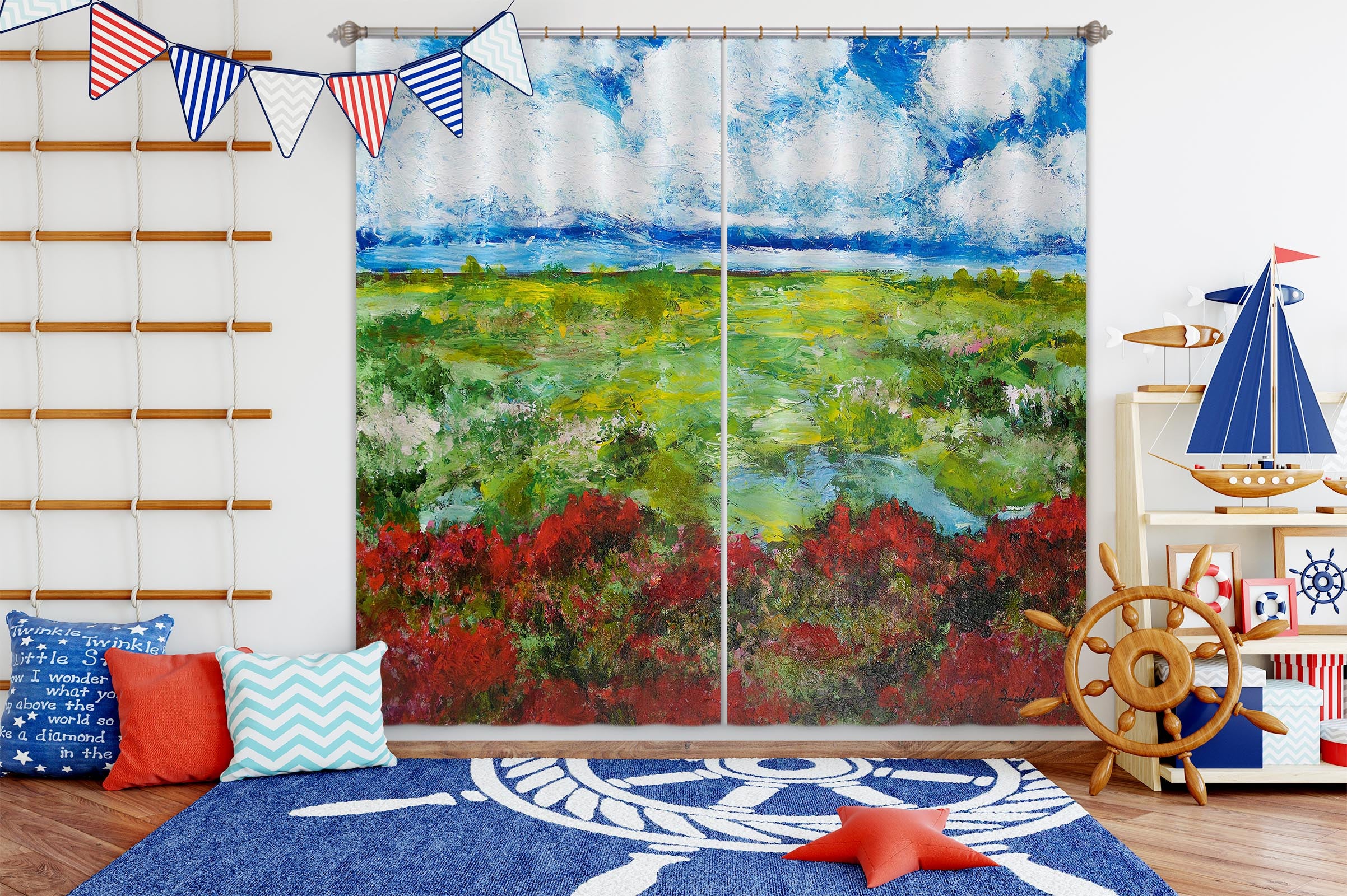 3D Steppe Lake 250 Allan P. Friedlander Curtain Curtains Drapes