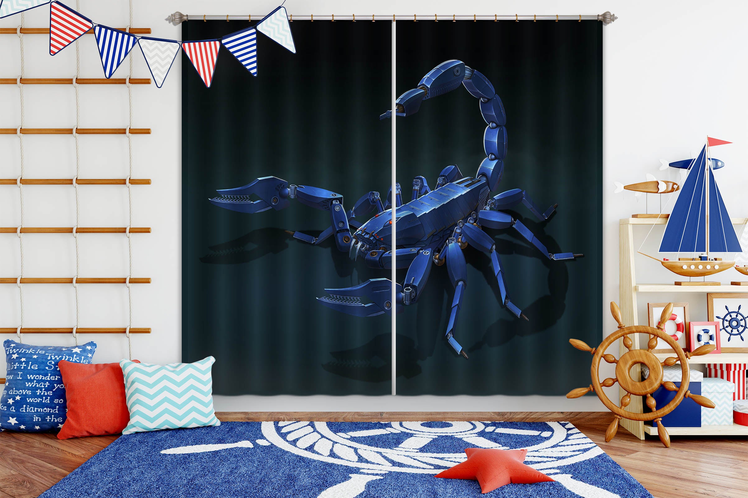 3D Metal Scorpion 053 Vincent Hie Curtain Curtains Drapes