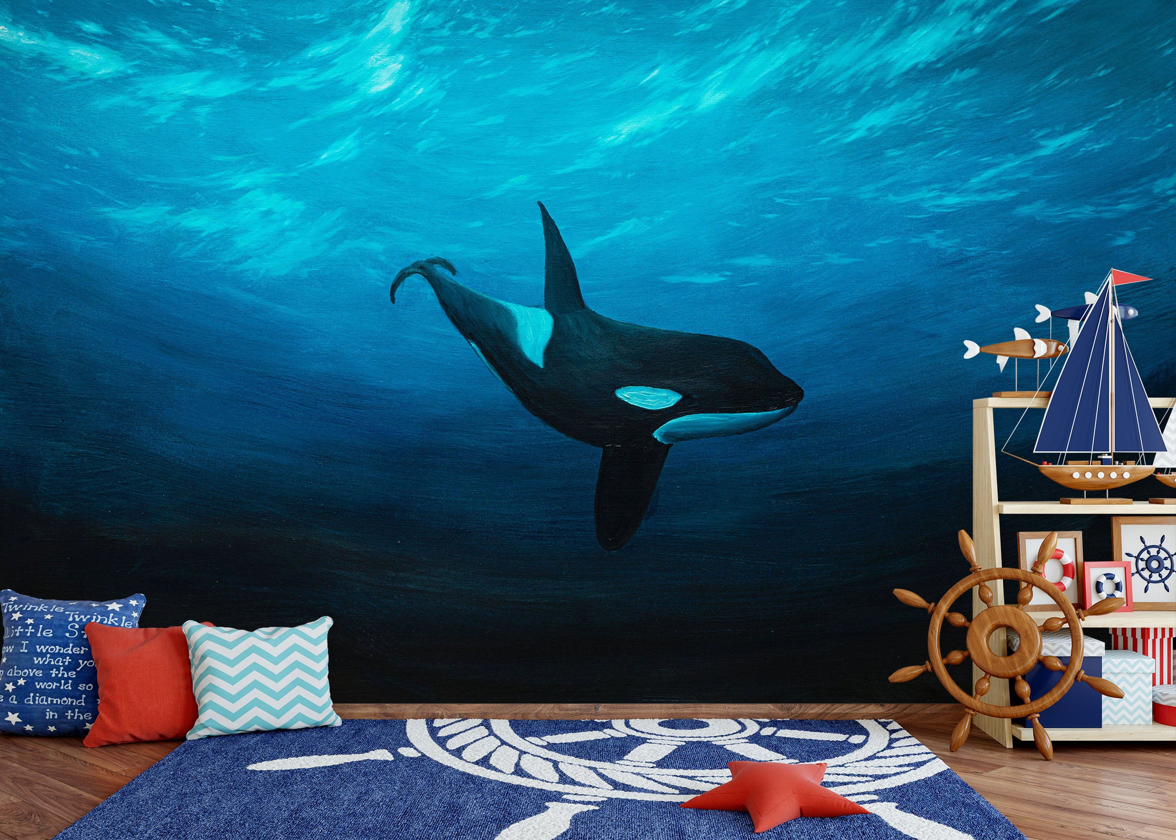 3D Ocean Whale 1852 Marina Zotova Wall Mural Wall Murals