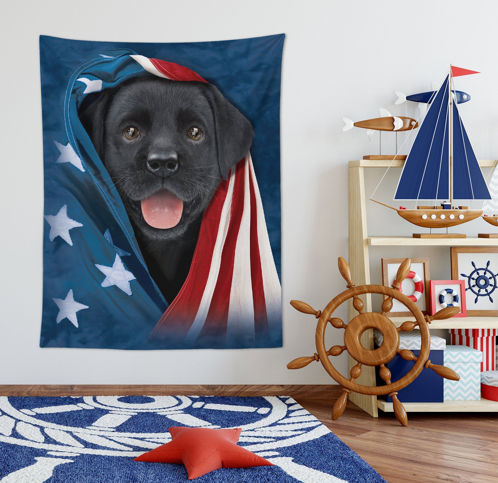 3D National Flag Dog 116200 Vincent Tapestry Hanging Cloth Hang