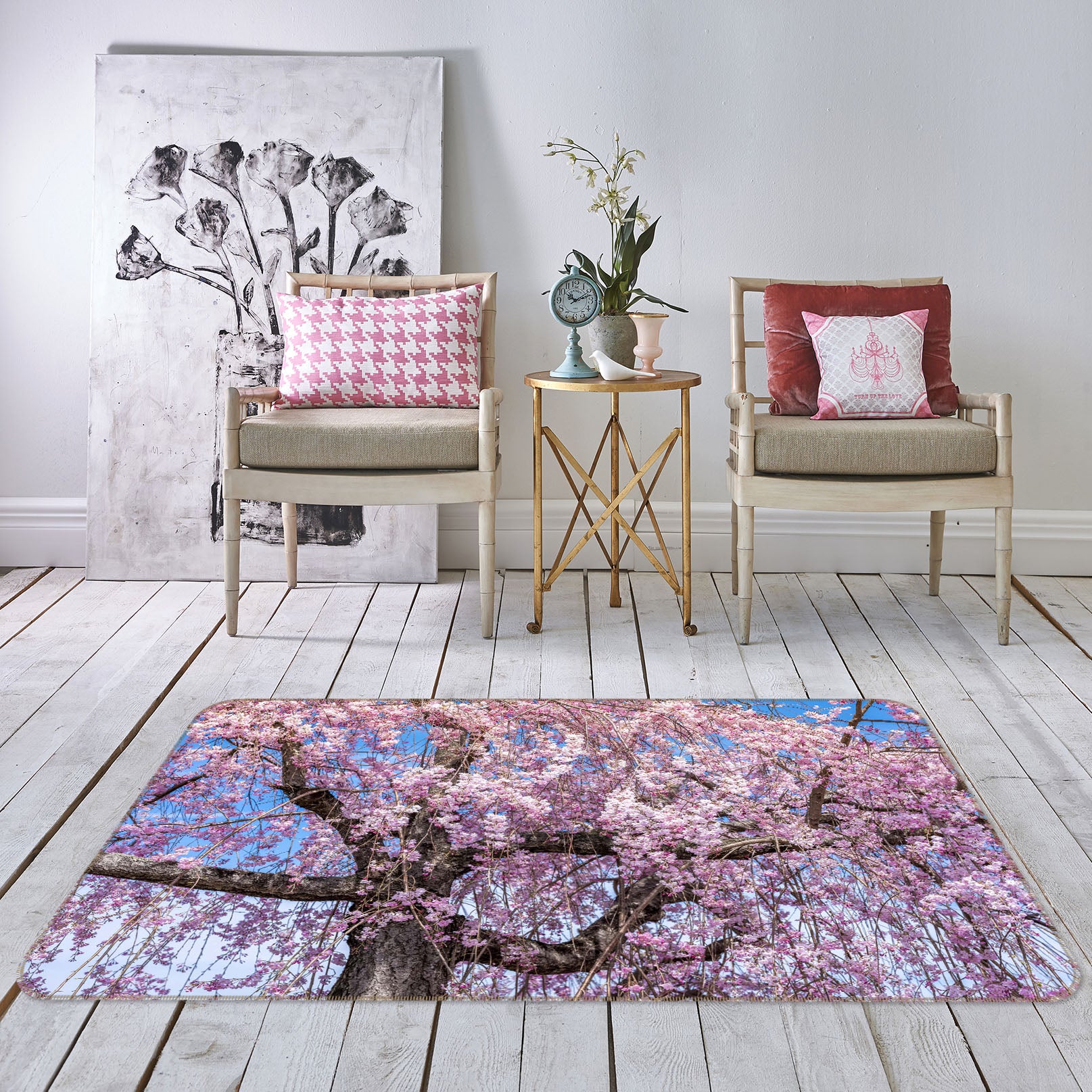 3D Cherry Blossom Tree 1069 Marco Carmassi Rug Non Slip Rug Mat