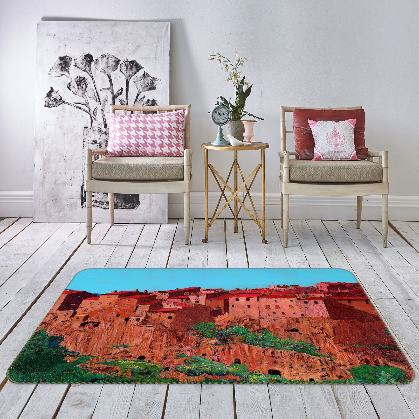 3D Pitigliano Village 1001 Allan P. Friedlander Rug Non Slip Rug Mat