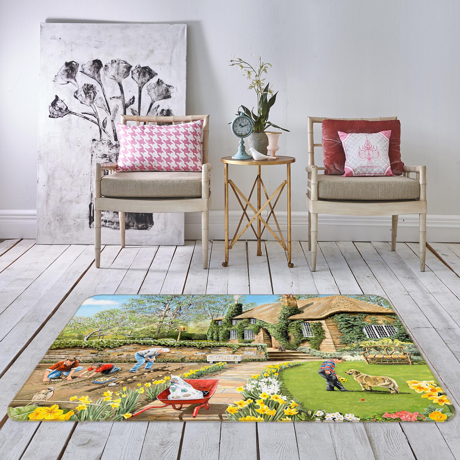 3D Spring Gardening 1101 Trevor Mitchell Rug Non Slip Rug Mat