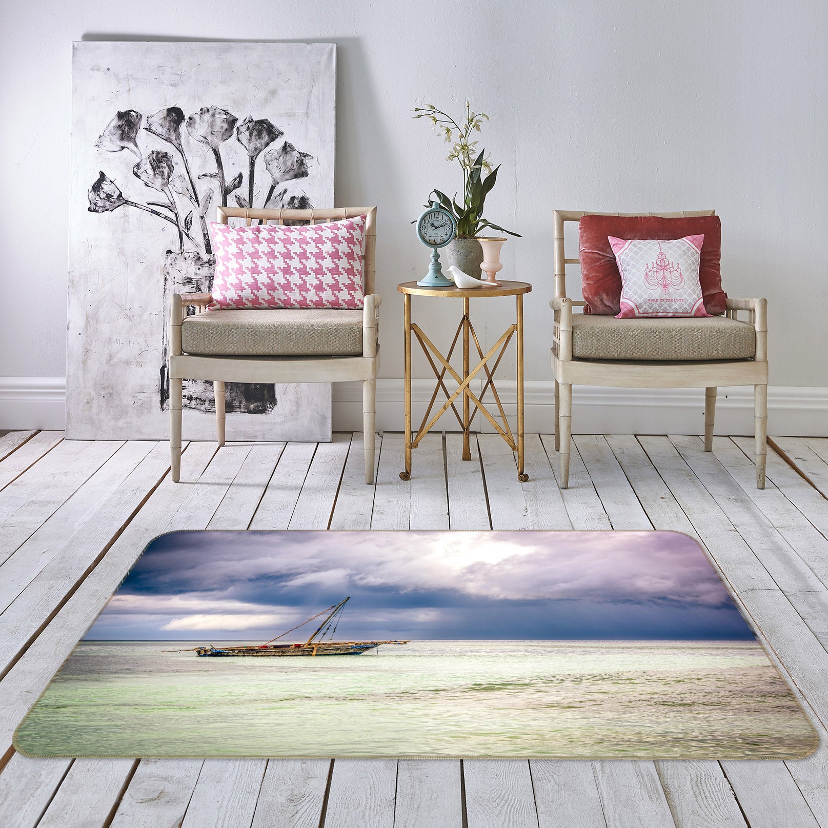 3D Sea Boat 1102 Marco Carmassi Rug Non Slip Rug Mat