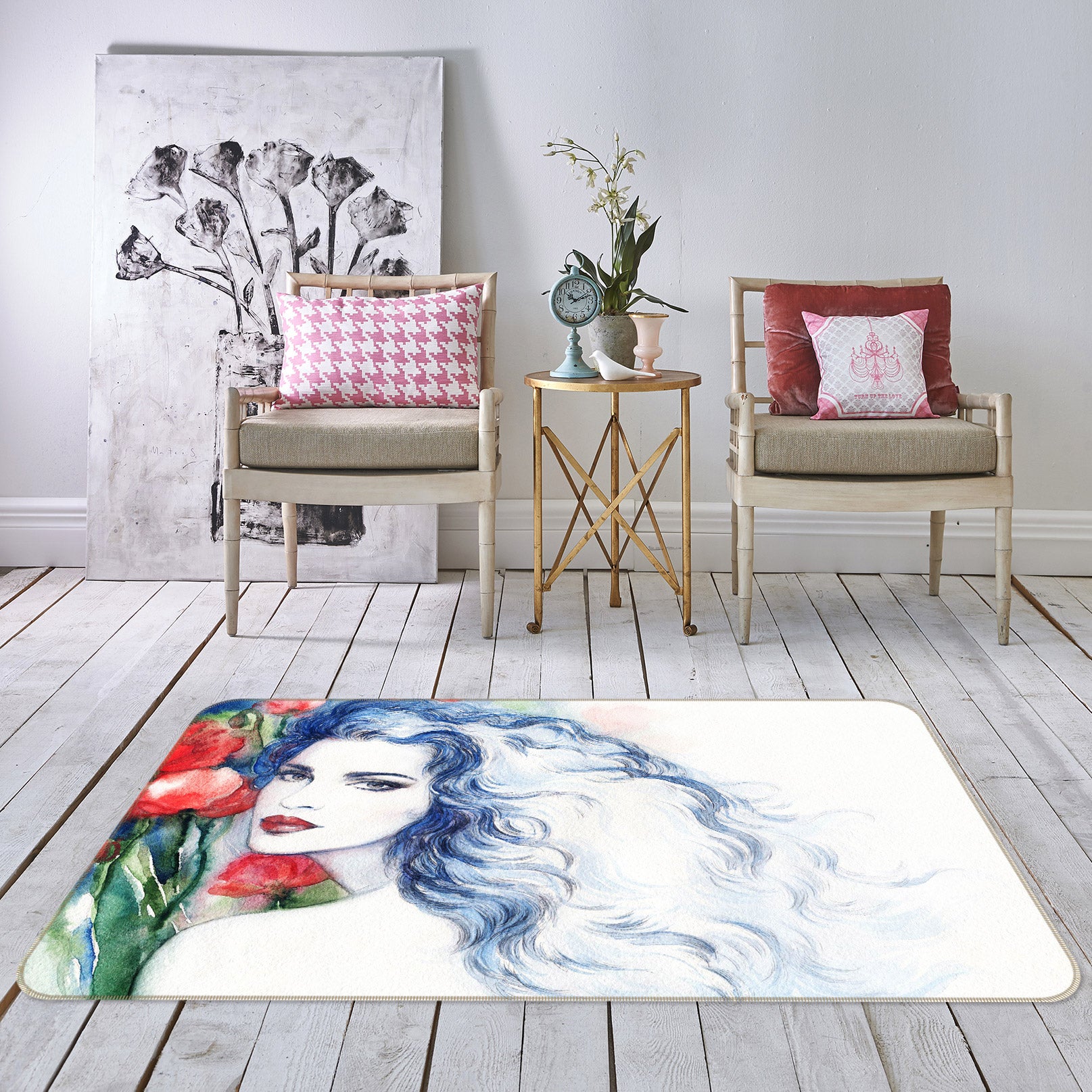 3D Lady Rose 1046 Non Slip Rug Mat