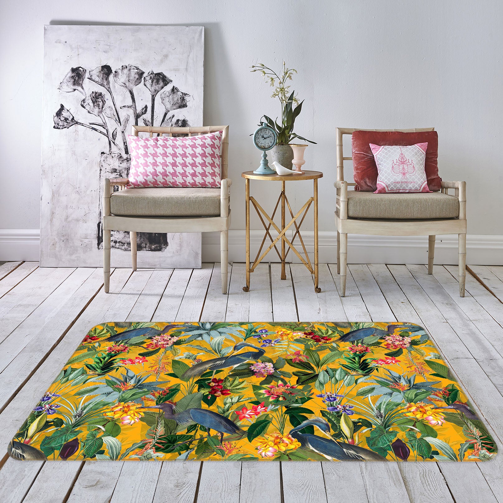 3D Yellow Flowers 170 Uta Naumann Rug Non Slip Rug Mat