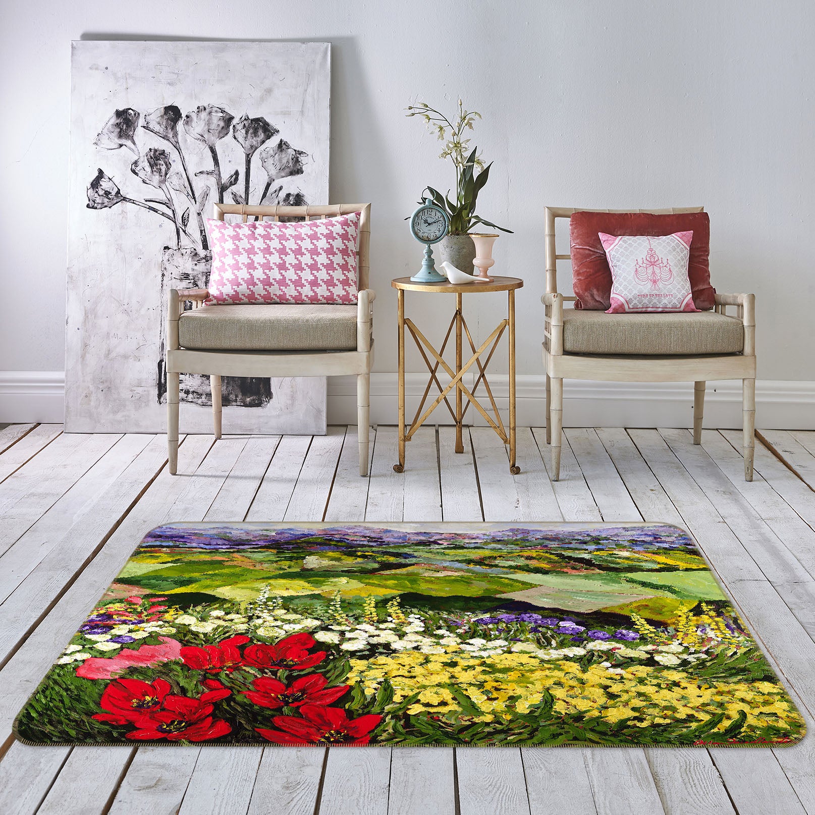 3D Colorful Garden 1011 Allan P. Friedlander Rug Non Slip Rug Mat