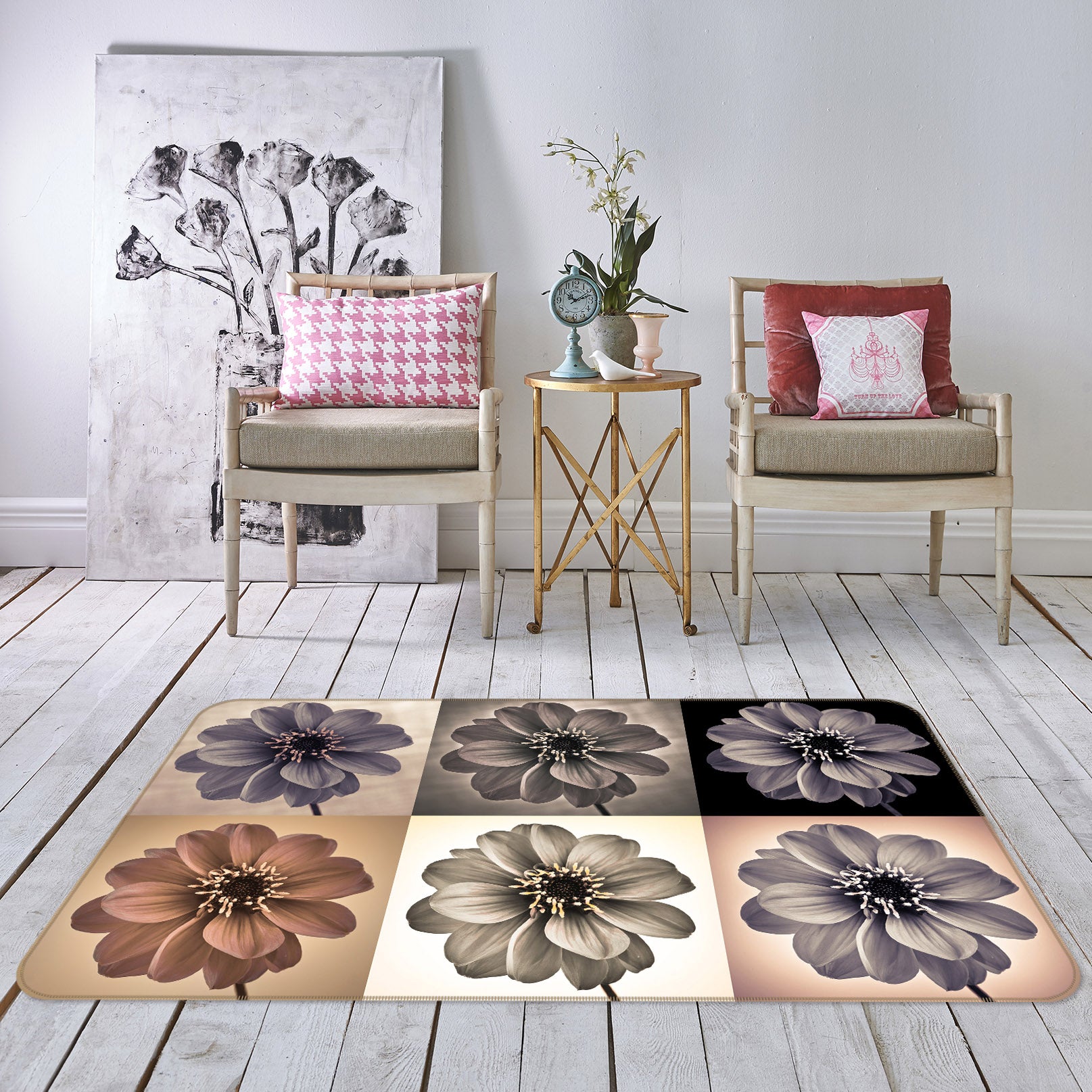 3D Flower Image 3010 Assaf Frank Rug Non Slip Rug Mat