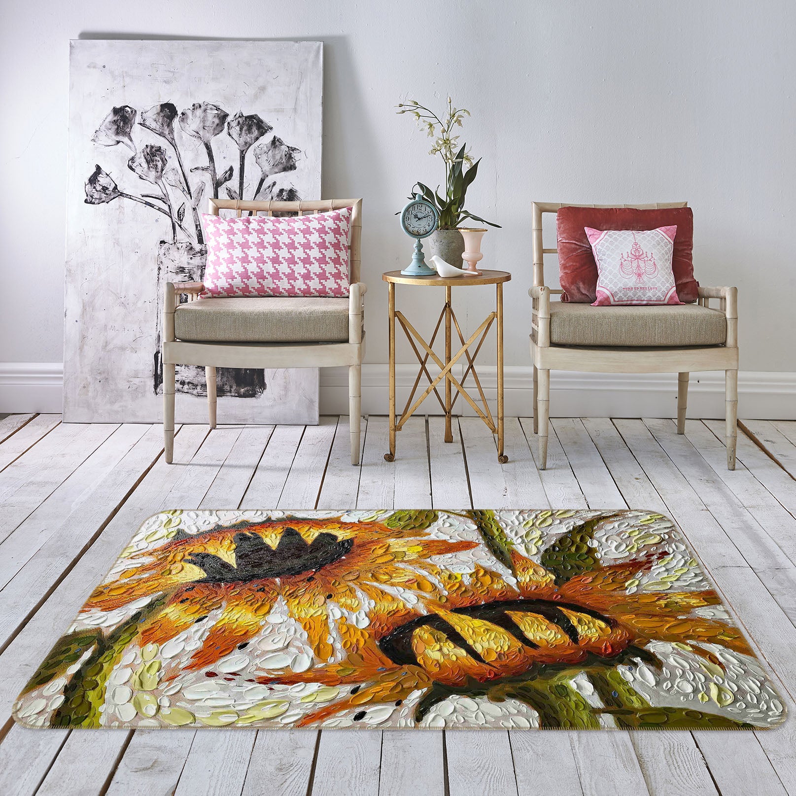 3D Sunflower 1018 Dena Tollefson Rug Non Slip Rug Mat