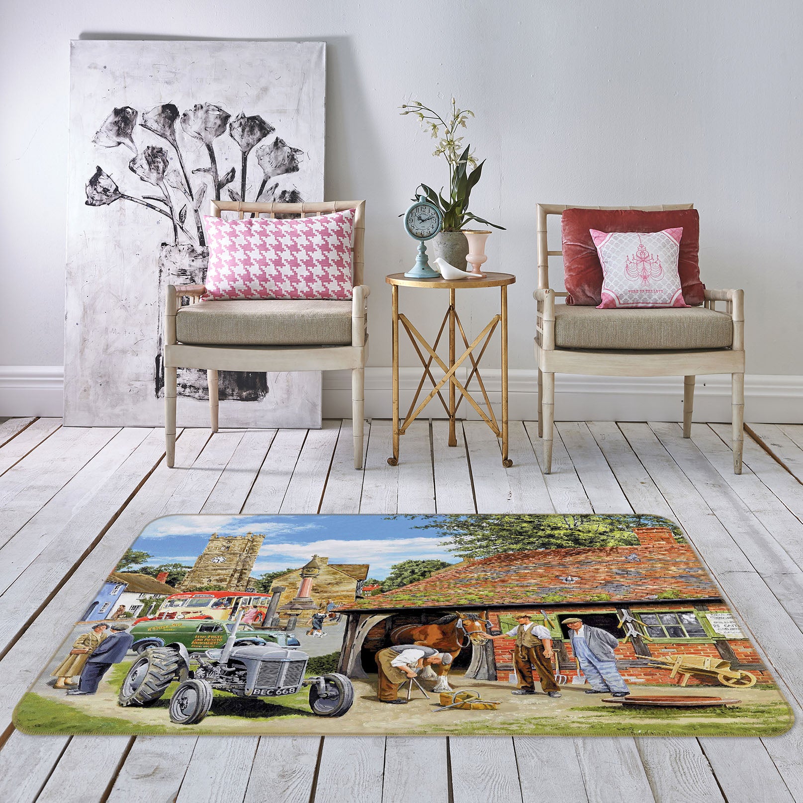 3D Old Friends 1092 Trevor Mitchell Rug Non Slip Rug Mat