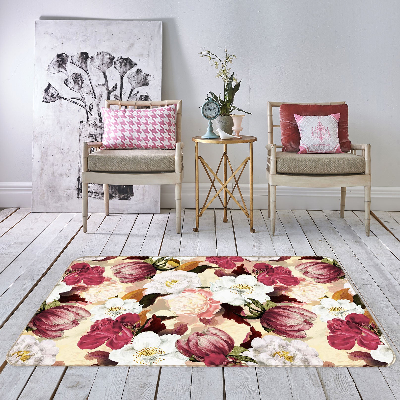 3D Painted Flowers 160 Uta Naumann Rug Non Slip Rug Mat