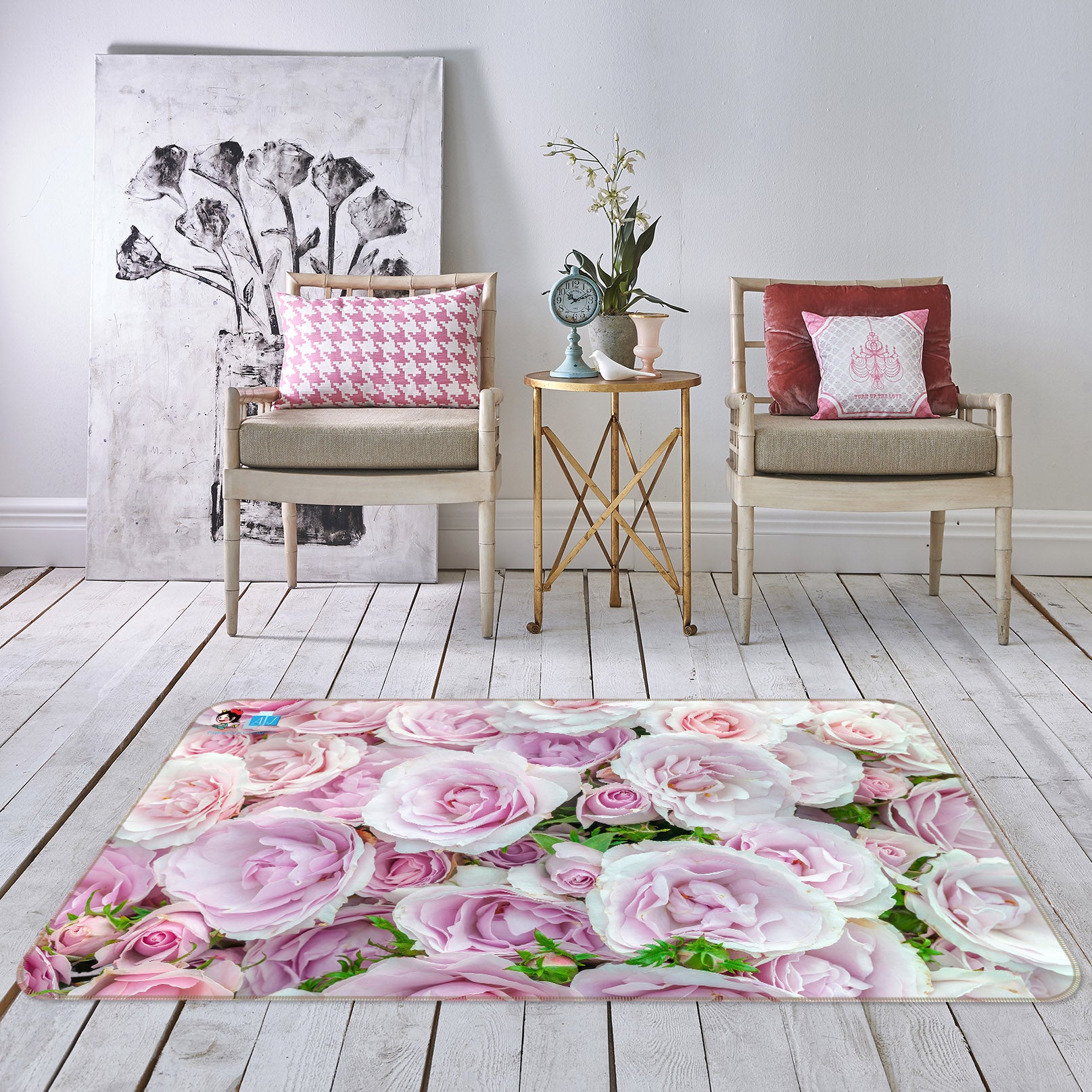 3D Pink Flower 6720 Assaf Frank Rug Non Slip Rug Mat