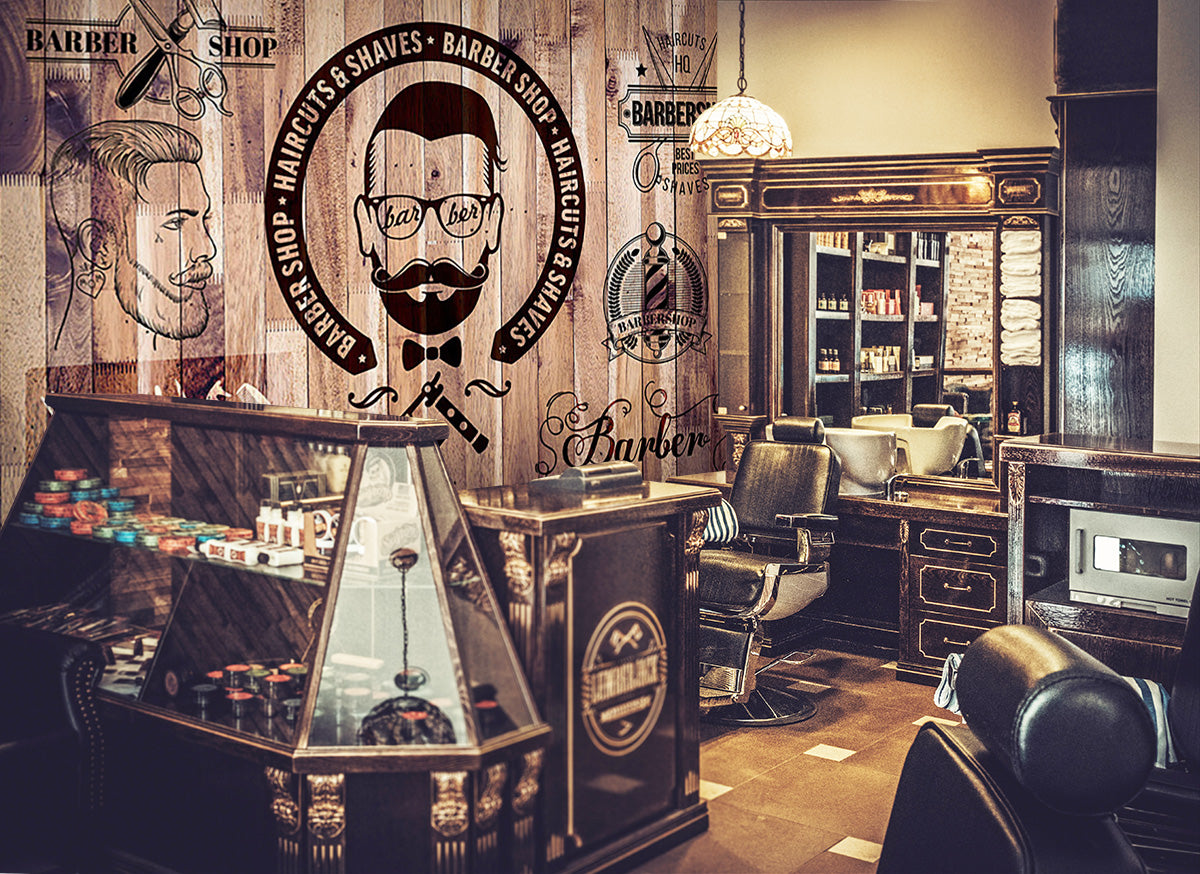 3D Man Cut Hair 1454 Barber Shop Wall Murals