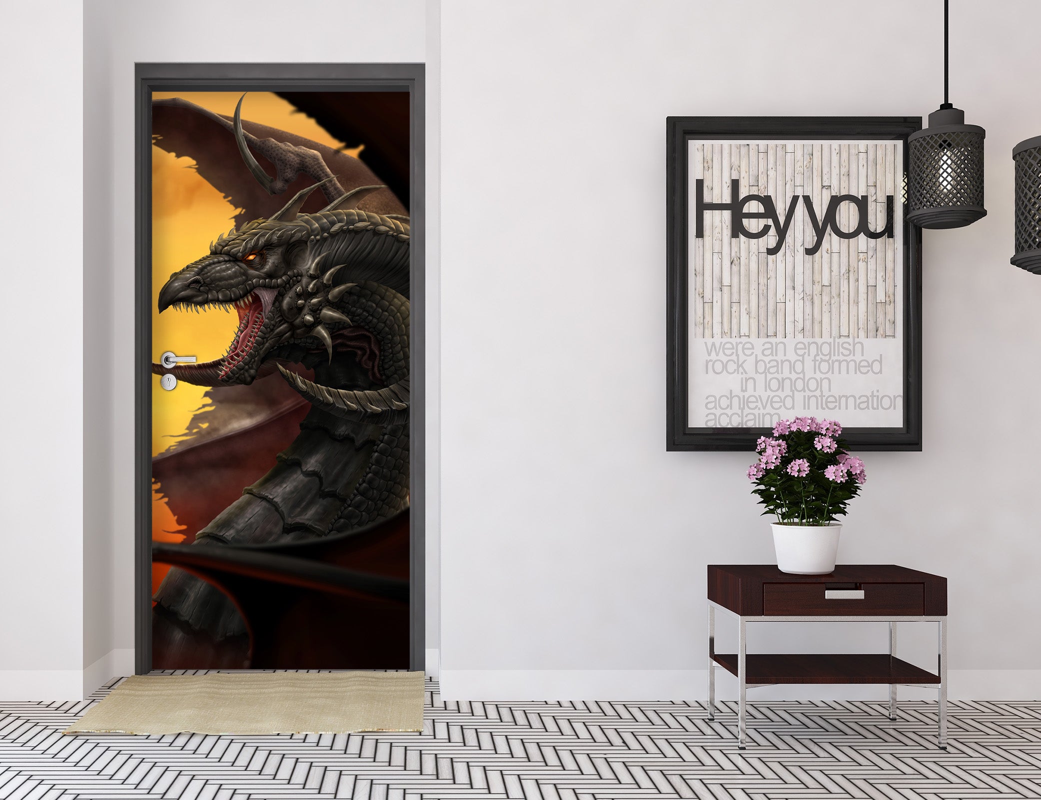 3D Black Dragon 622 Tom Wood Door Mural