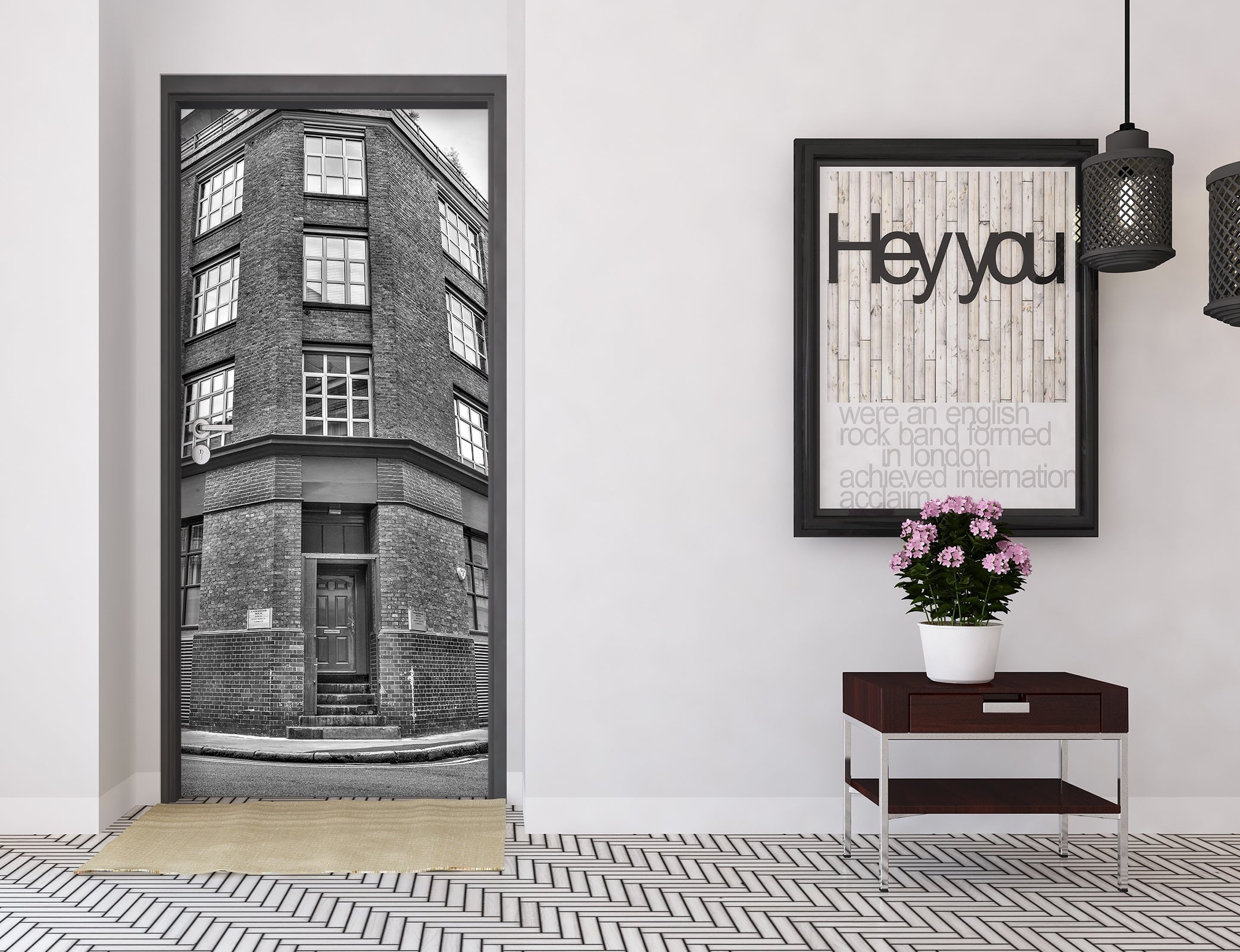 3D Gray Corner Building 10671 Assaf Frank Door Mural