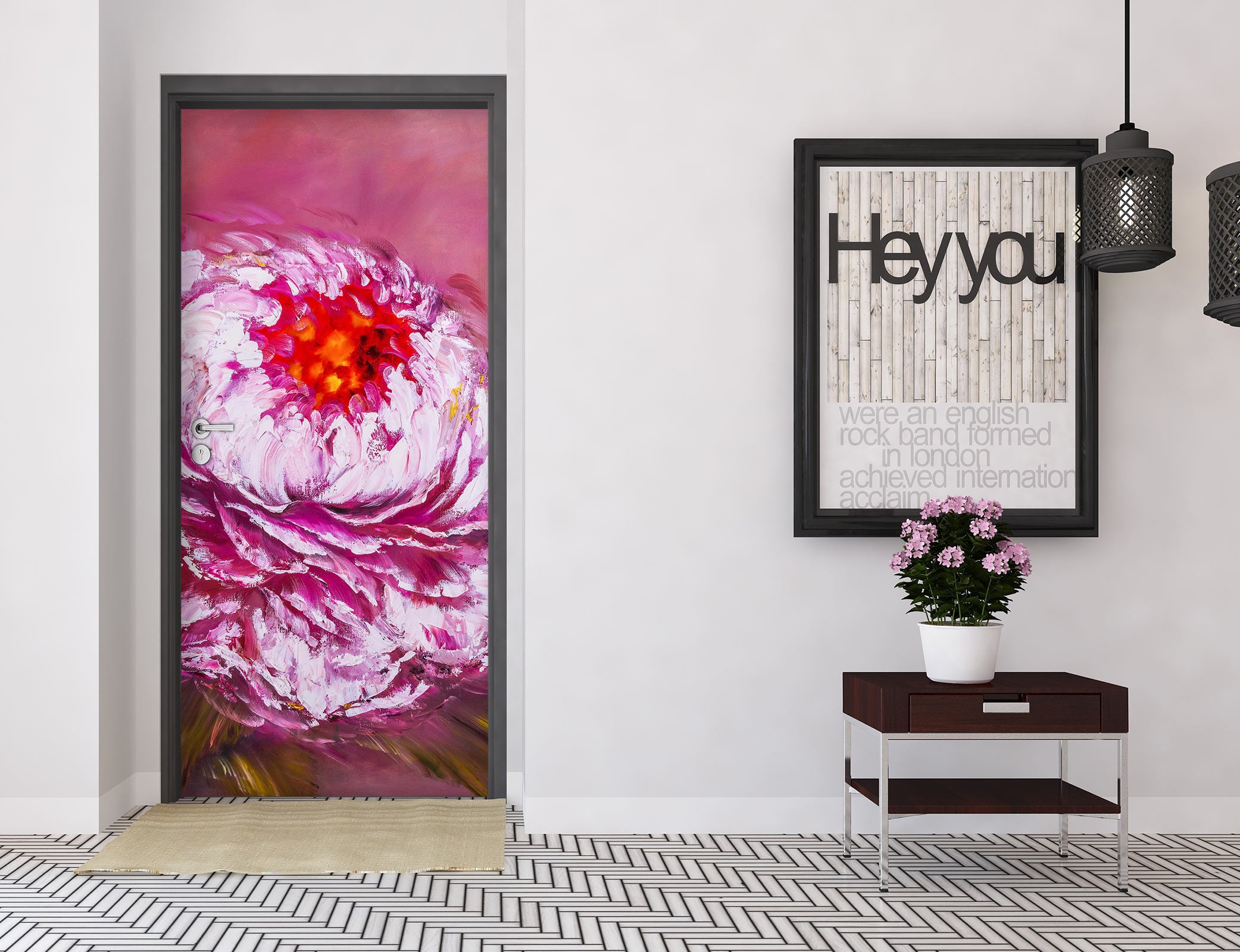 3D Pink Flowers 3125 Skromova Marina Door Mural