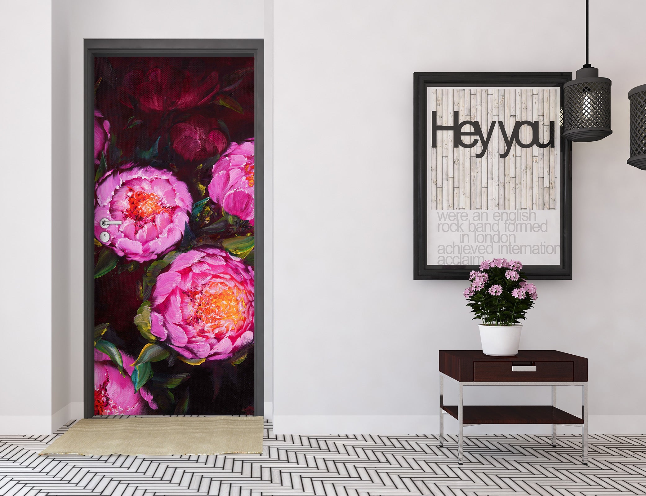 3D Pink Flowers 3102 Skromova Marina Door Mural