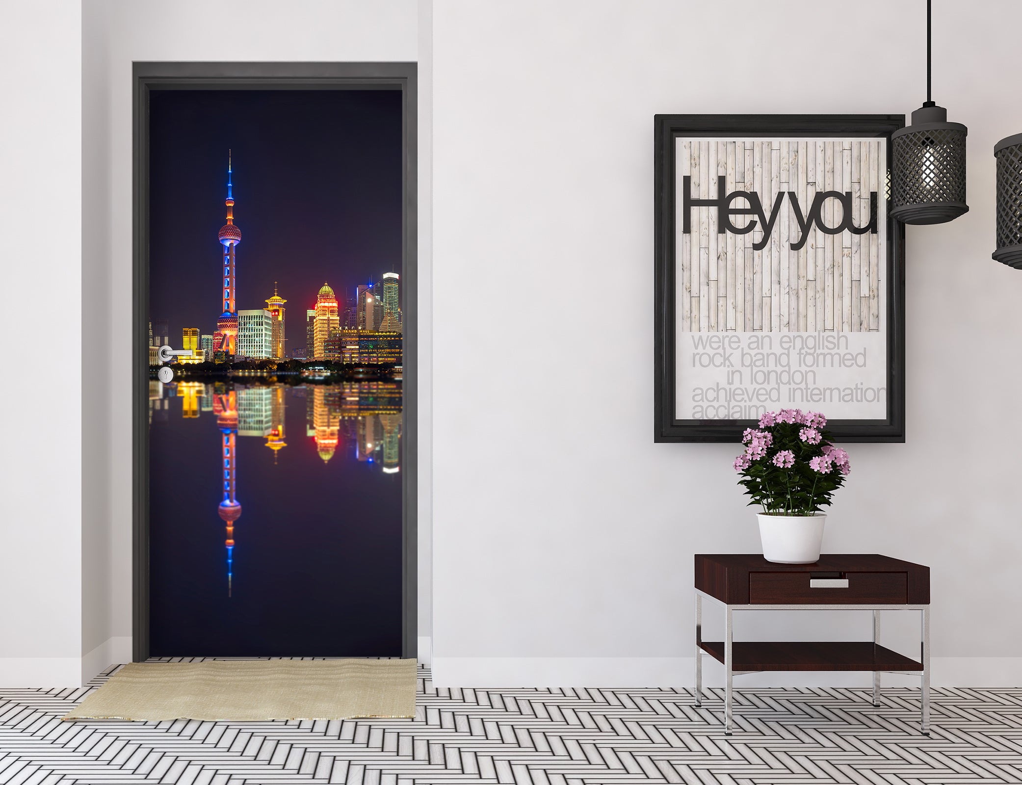 3D Oriental Pearl Tower Night 119209 Marco Carmassi Door Mural