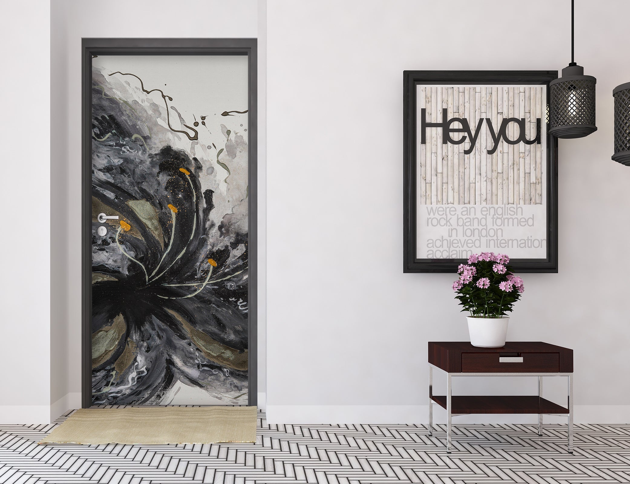 3D Ink Flower 3232 Skromova Marina Door Mural