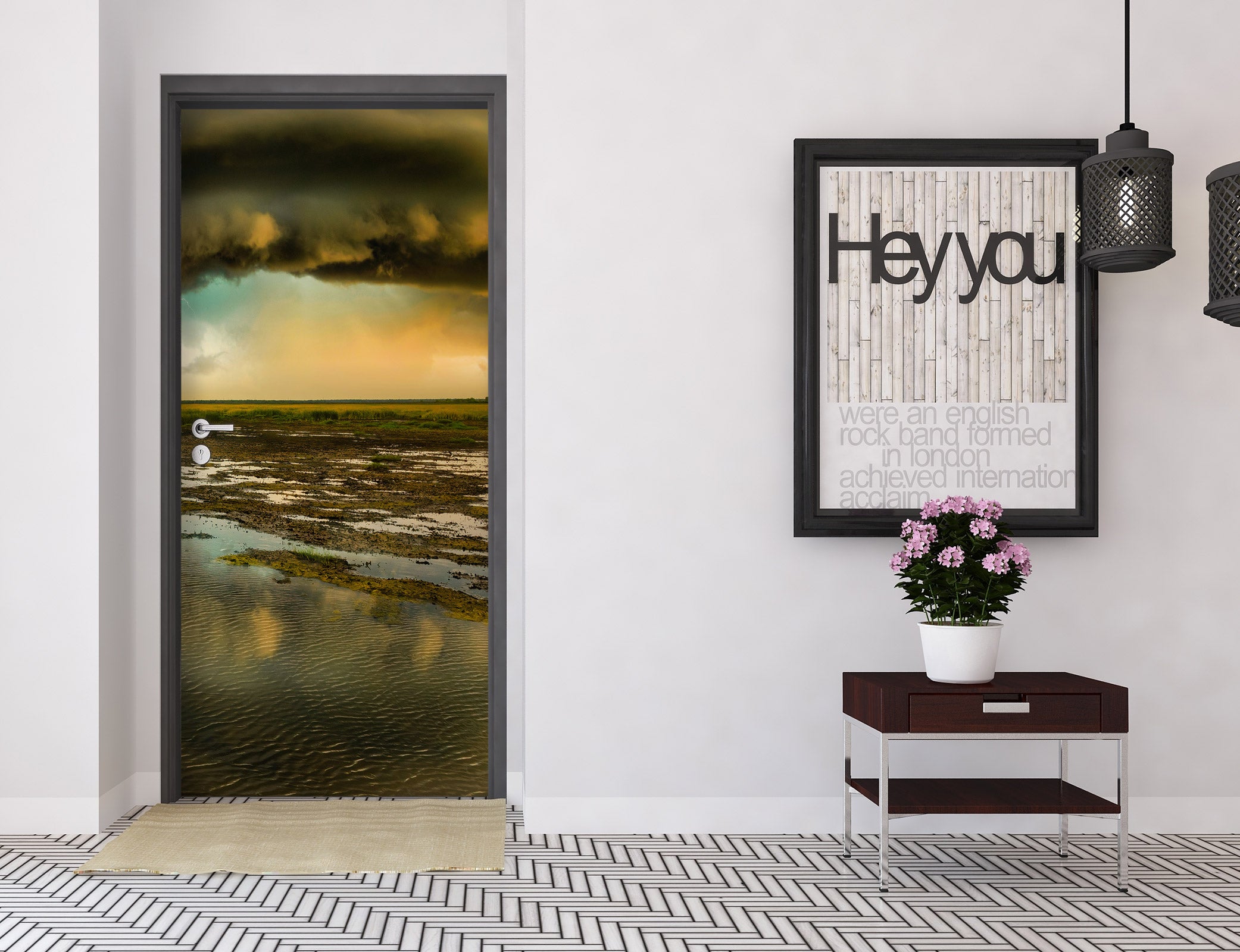 3D Sky Dark Clouds Seaside 107173 Beth Sheridan Door Mural