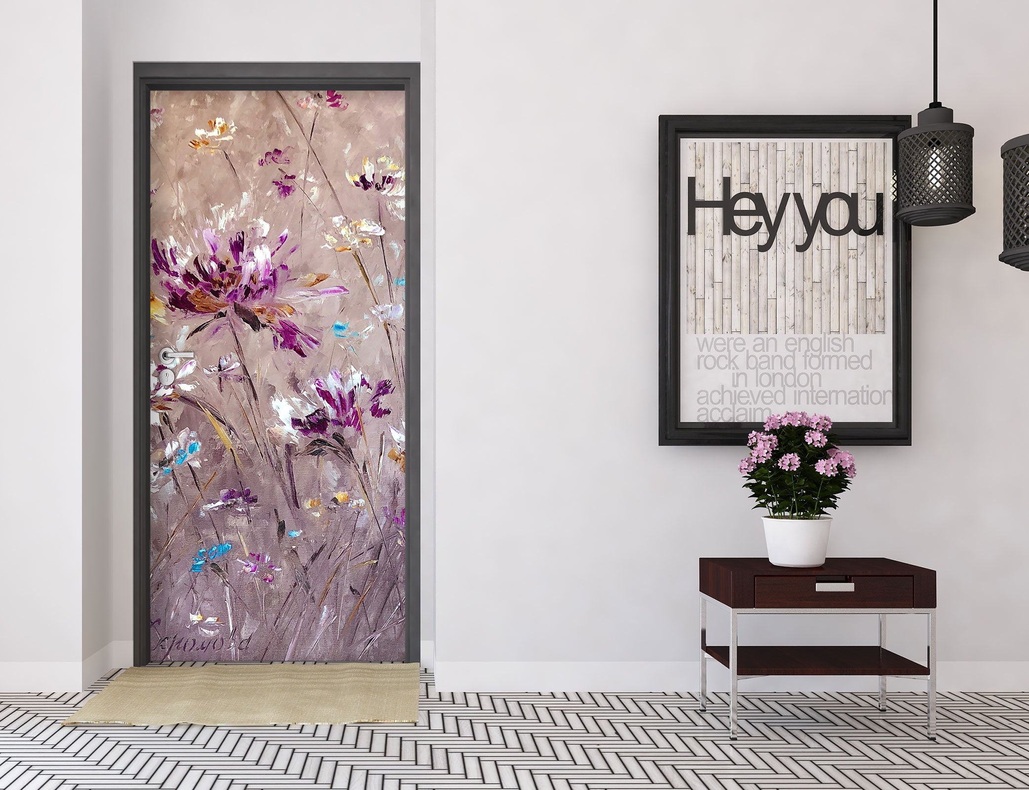 3D Purple Flower 3193 Skromova Marina Door Mural