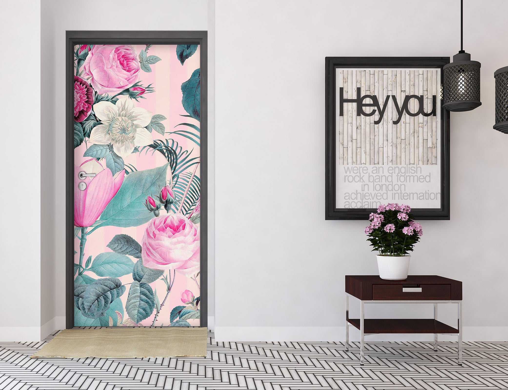 3D Pink Flowers Clump 118122 Andrea Haase Door Mural