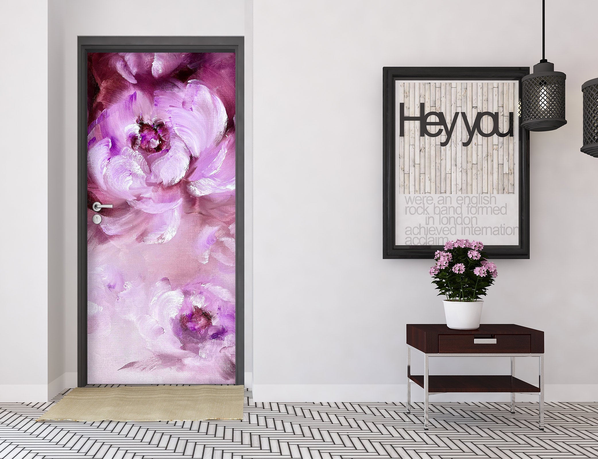 3D Purple Flowers 3152 Skromova Marina Door Mural