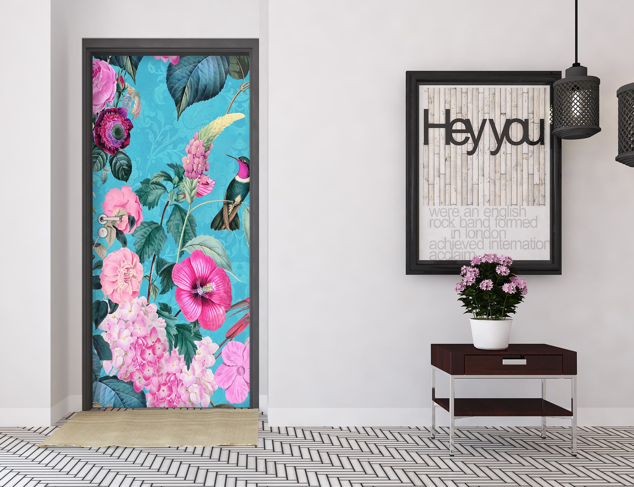 3D Pink Flower Bush 118133 Andrea Haase Door Mural