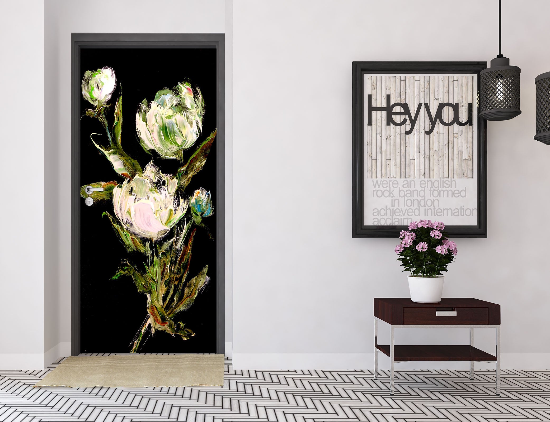 3D White Rose 3273 Skromova Marina Door Mural